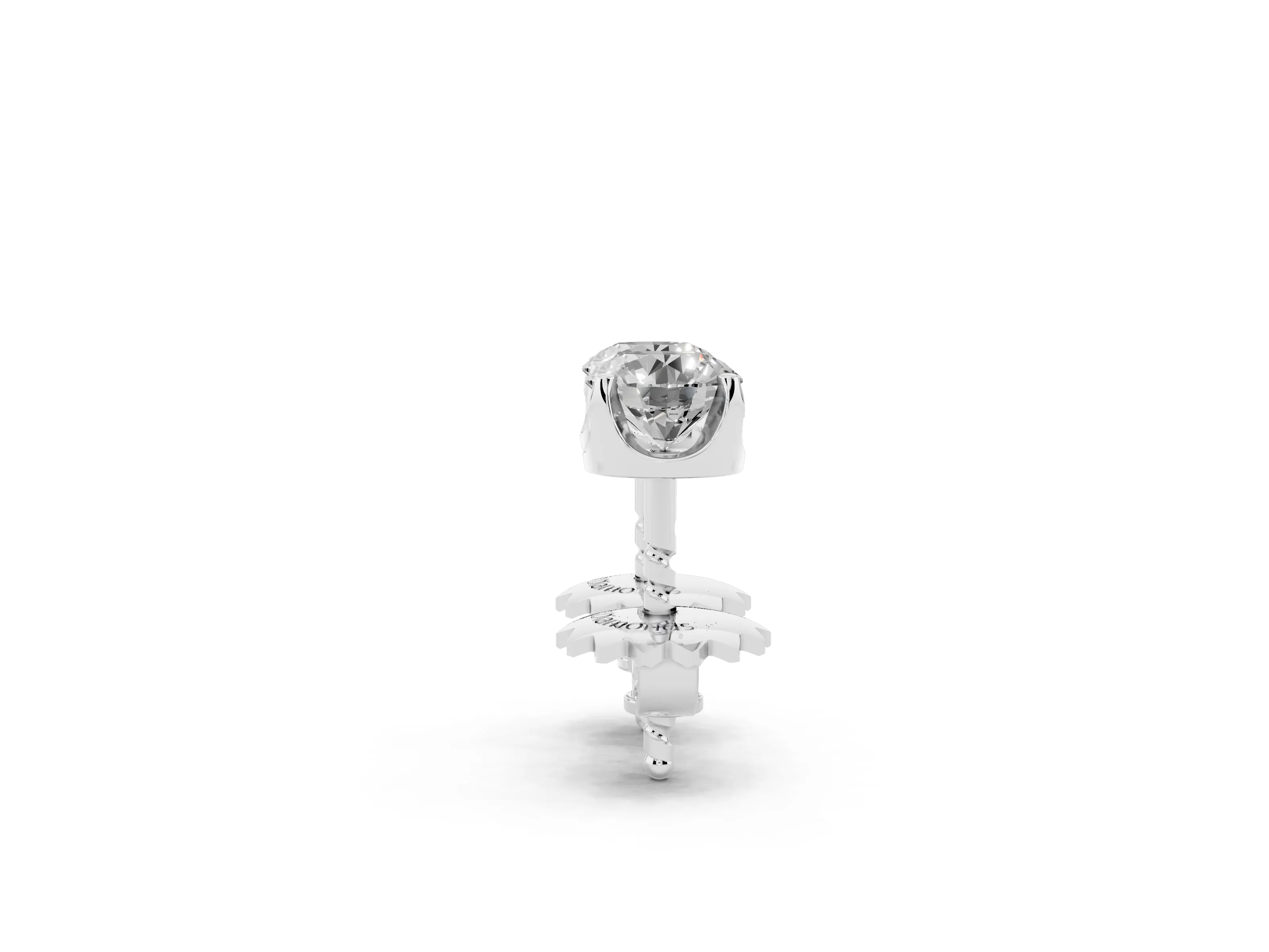 Round Lab-Grown Diamond Solitaire Stud Earrings | Basket Setting | White Gold
