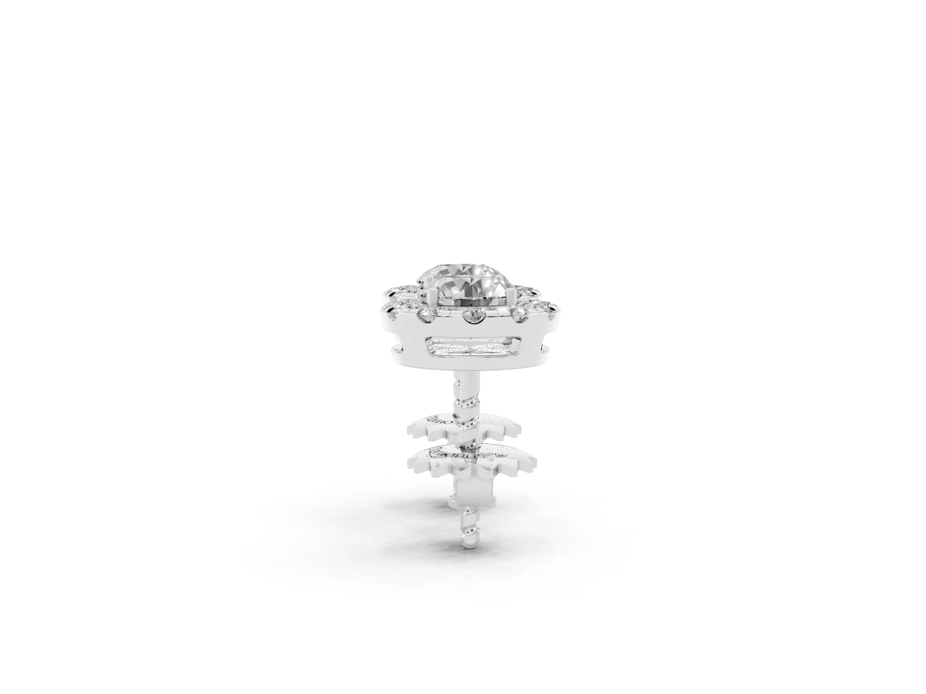 Round Lab-Grown Diamond Compact Halo Stud Earrings | Low Setting | Sterling Silver