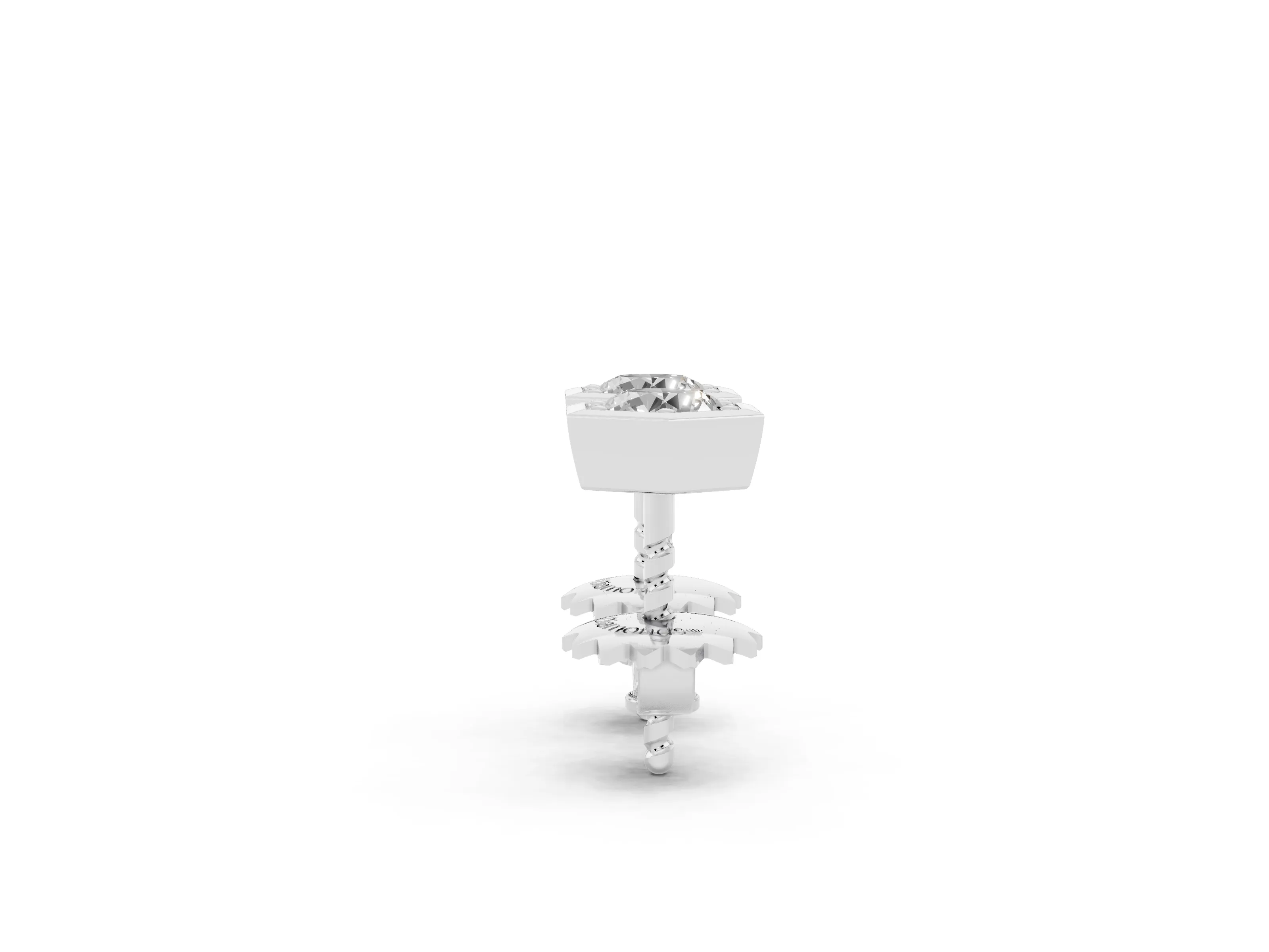 Round Lab-Grown Diamond Hexagon Frame Stud Earrings | Prong Set Solitaire | Sterling Silver