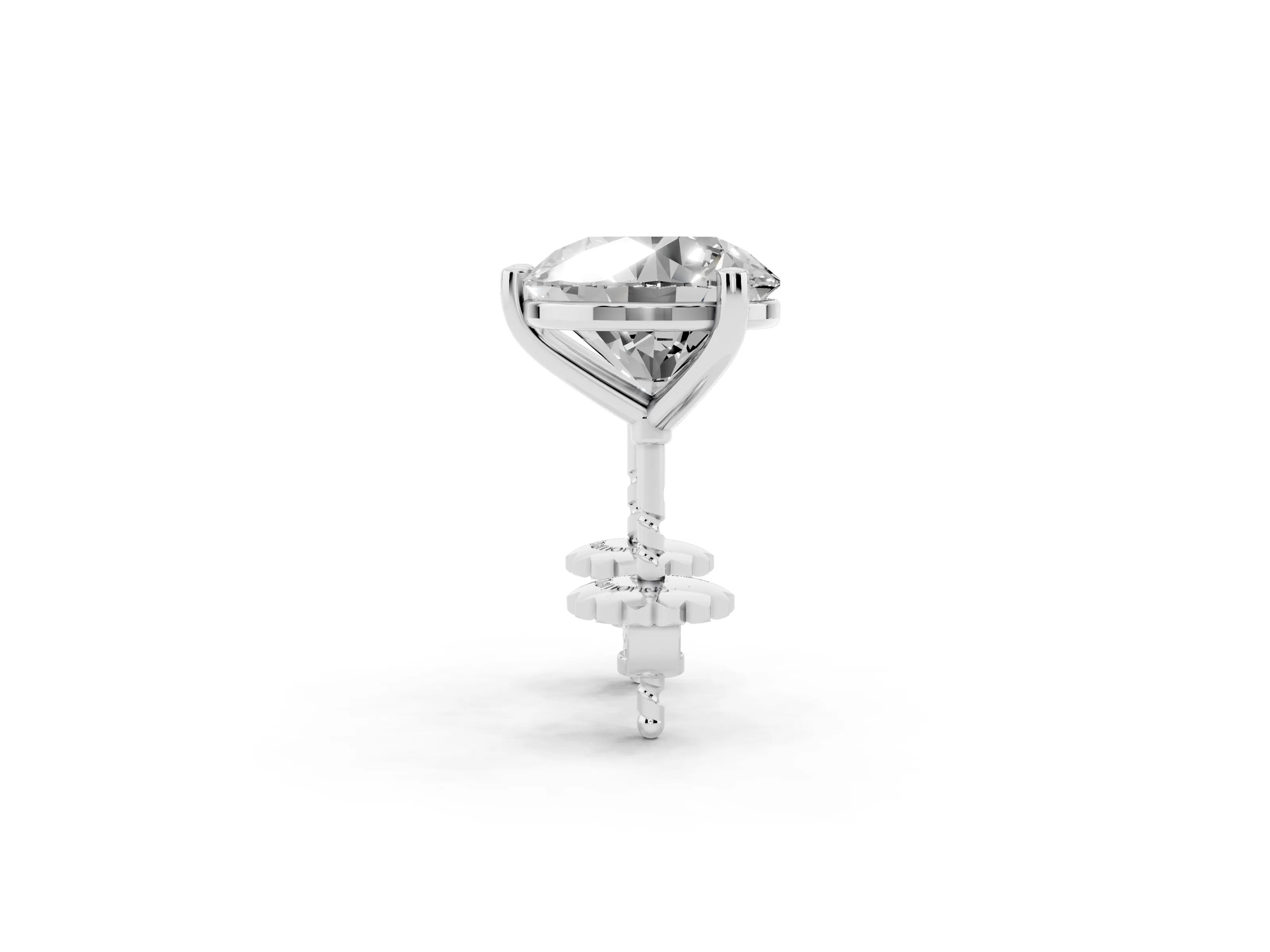 Round Diamond Martini Stud Earrings Set in Silver with Three-Prong Setting