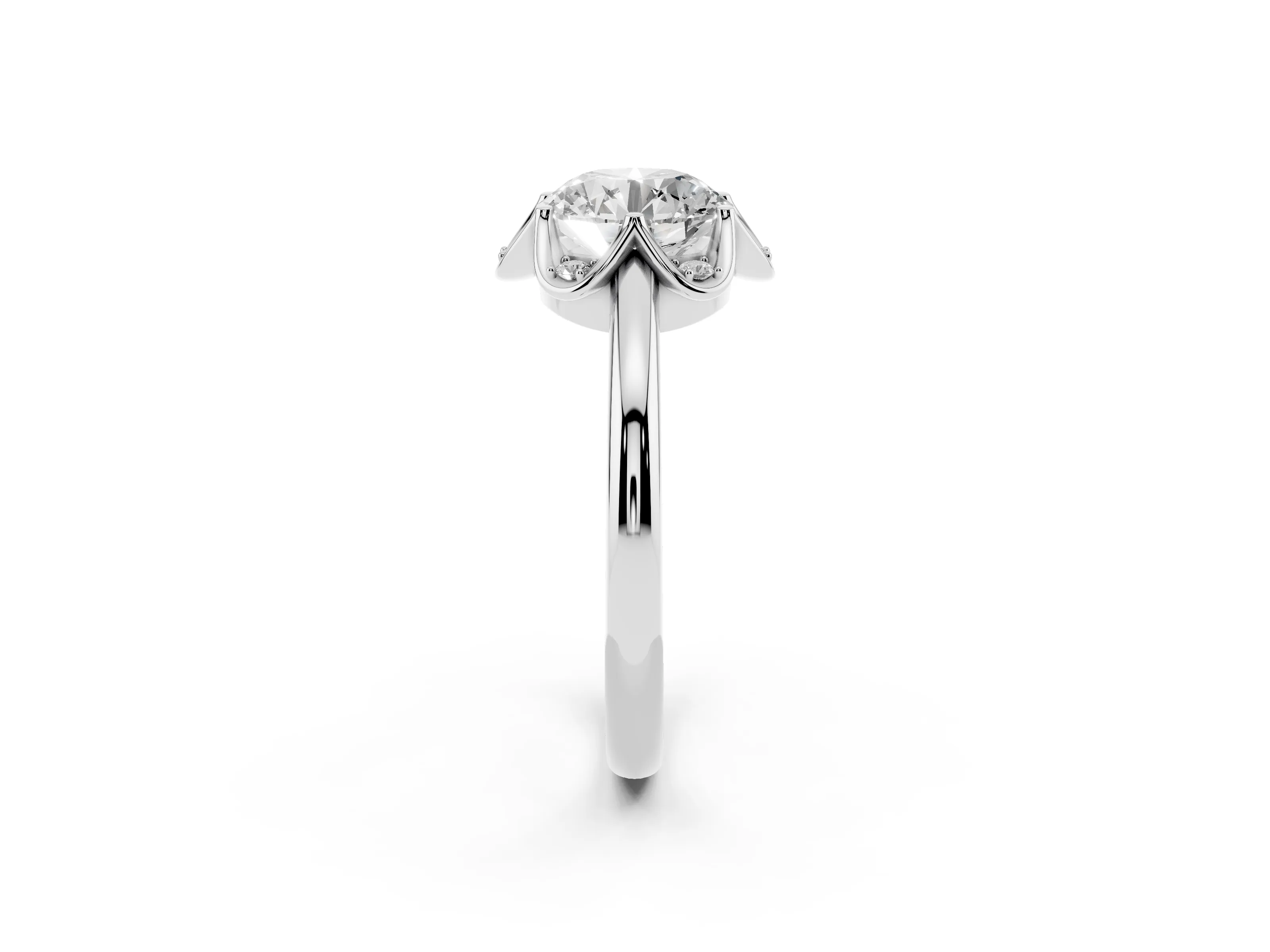 Round Cut Diamond Round Cluster Halo Ring Set in White gold with Solitaire Band and Prong Setting