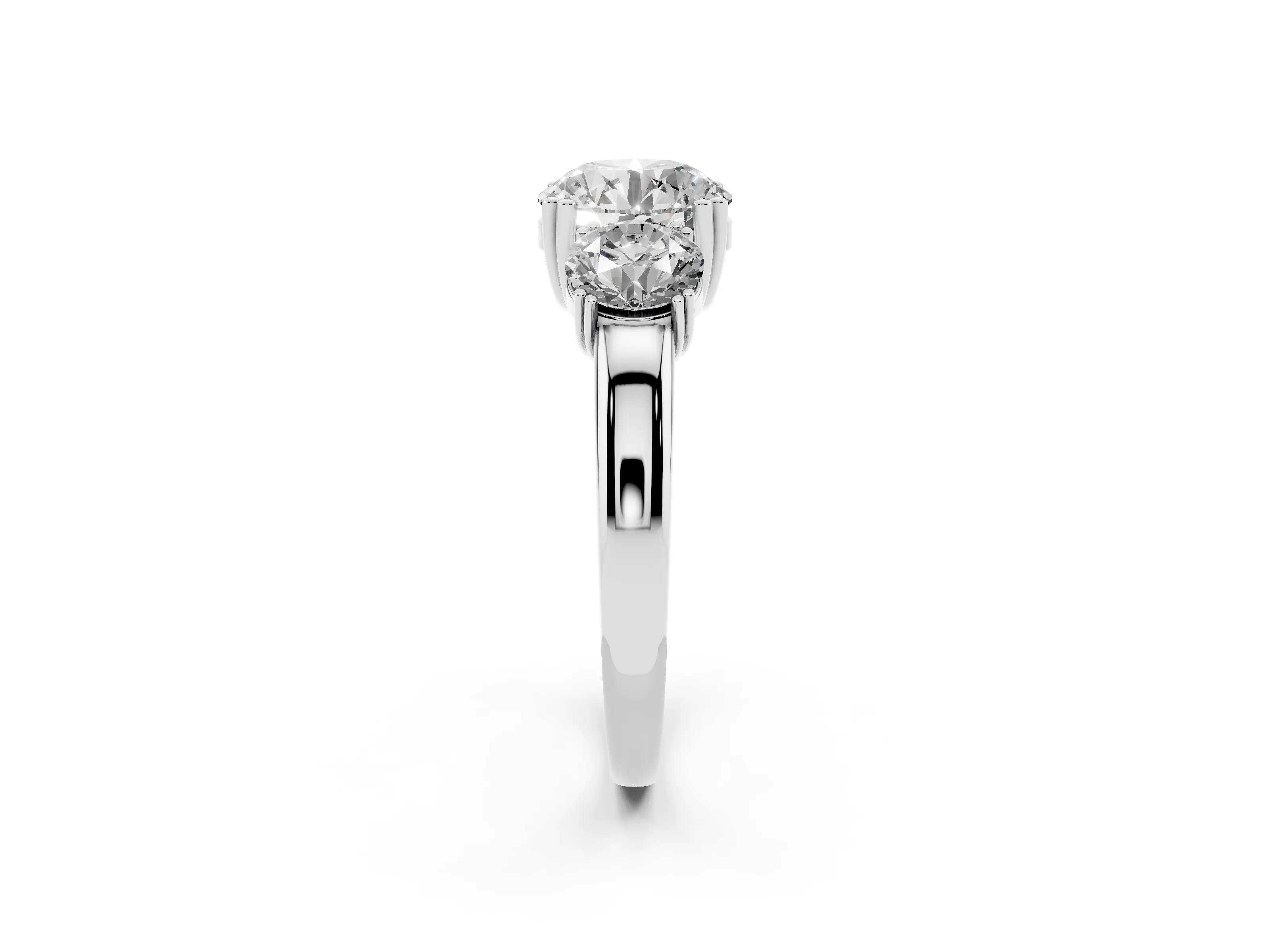 Round Cut Diamond Three-Stone Ring Set in Silver with Polished Channel-Set Band