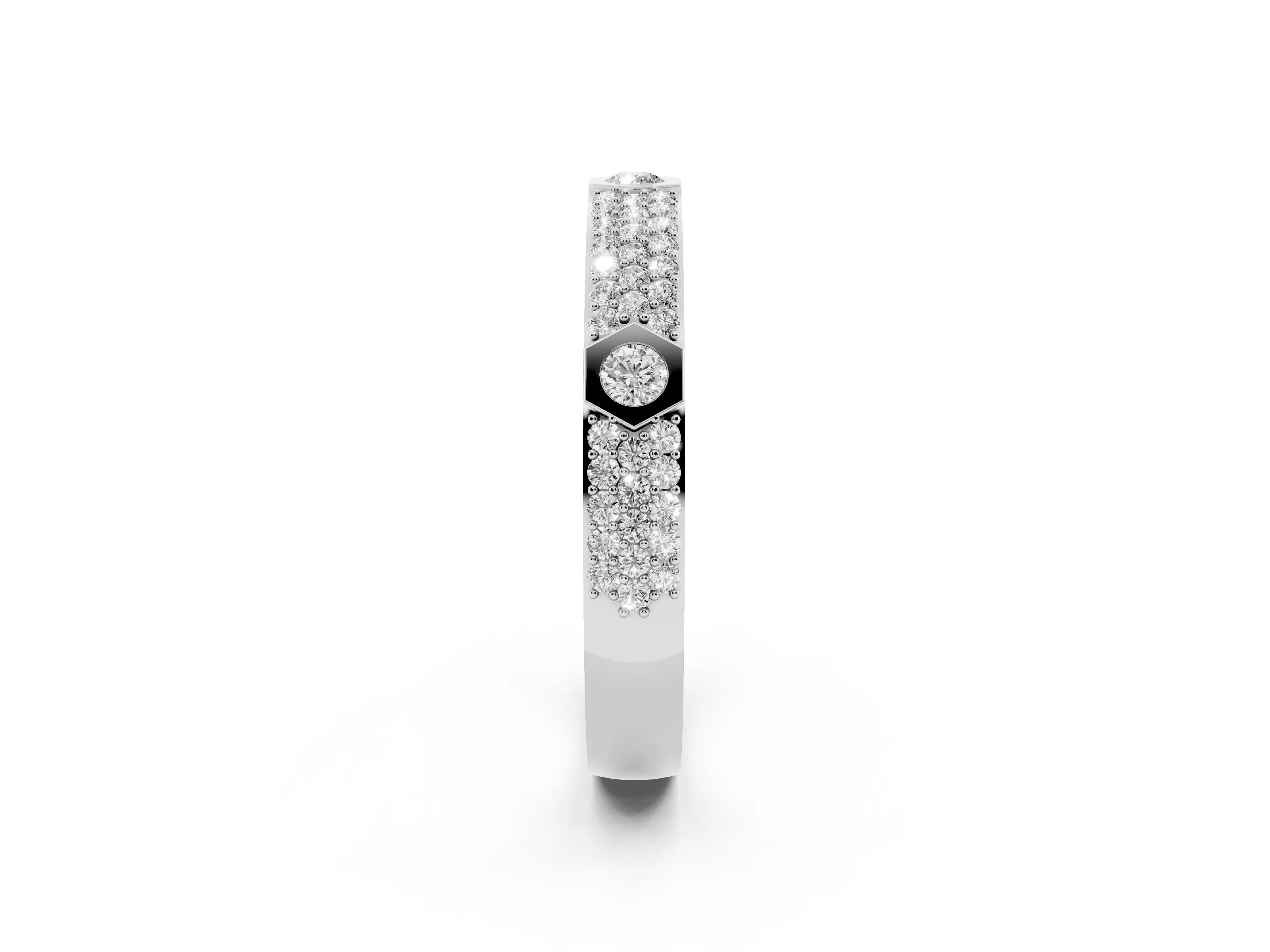 Round Diamond Pavé Promise Ring Set in Silver with Round Accent Stations