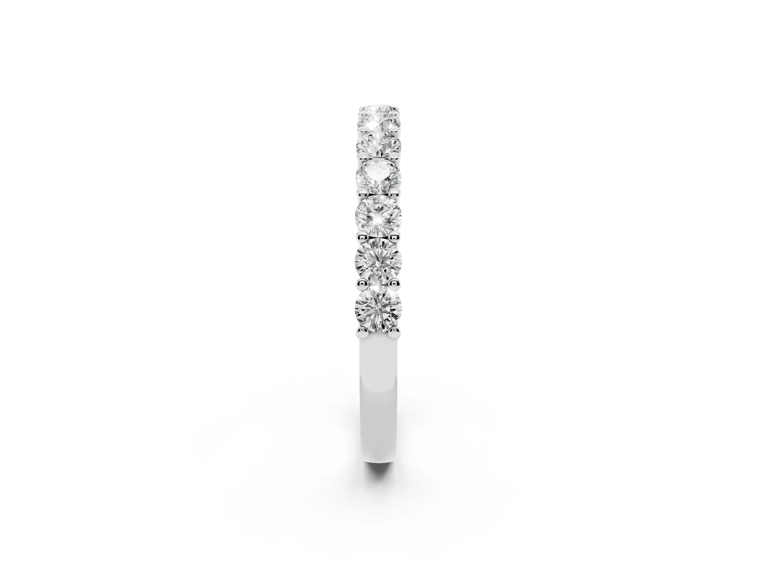 Alternating Round Diamond Promise Ring Set in Silver with Round Accent Stations