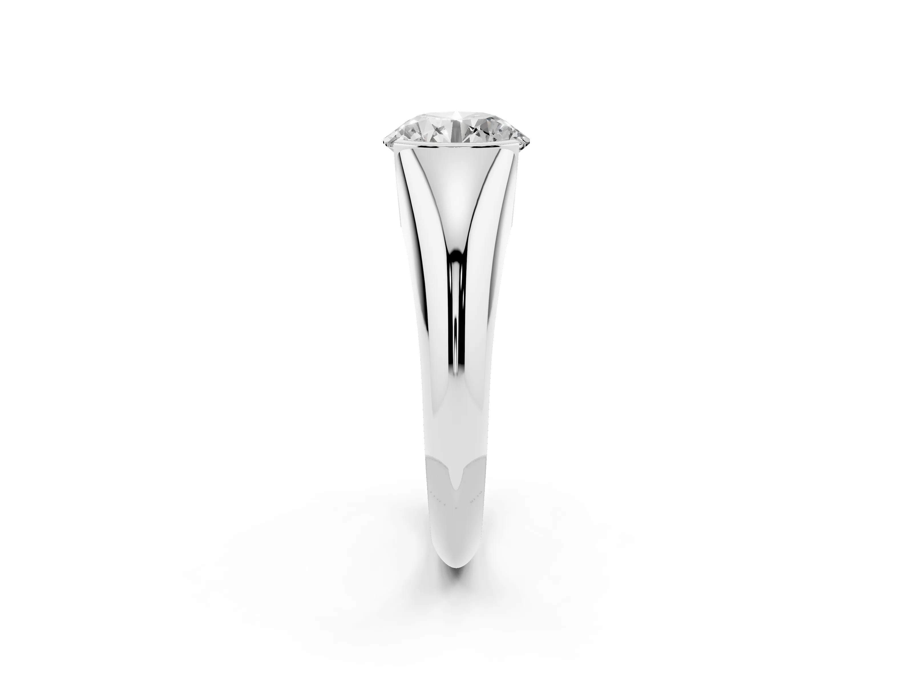 Round Cut Diamond Solitaire Tension Set Ring Set in Platinum