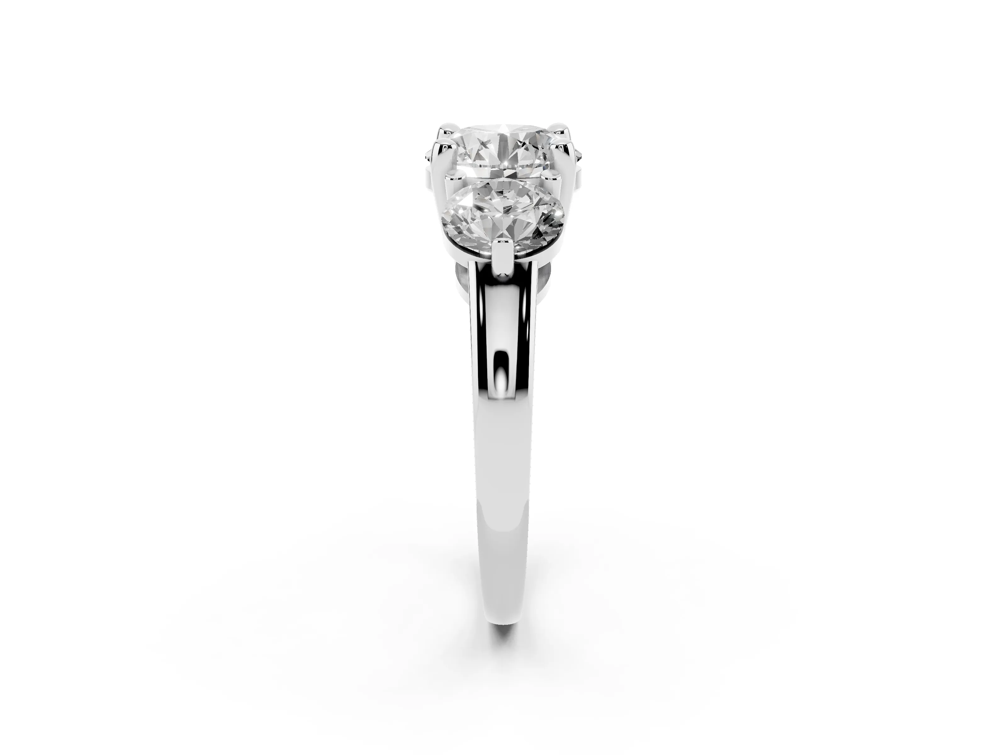 Round Cut Diamond Three-Stone Ring Set in Silver with Prong Setting and Classic Band