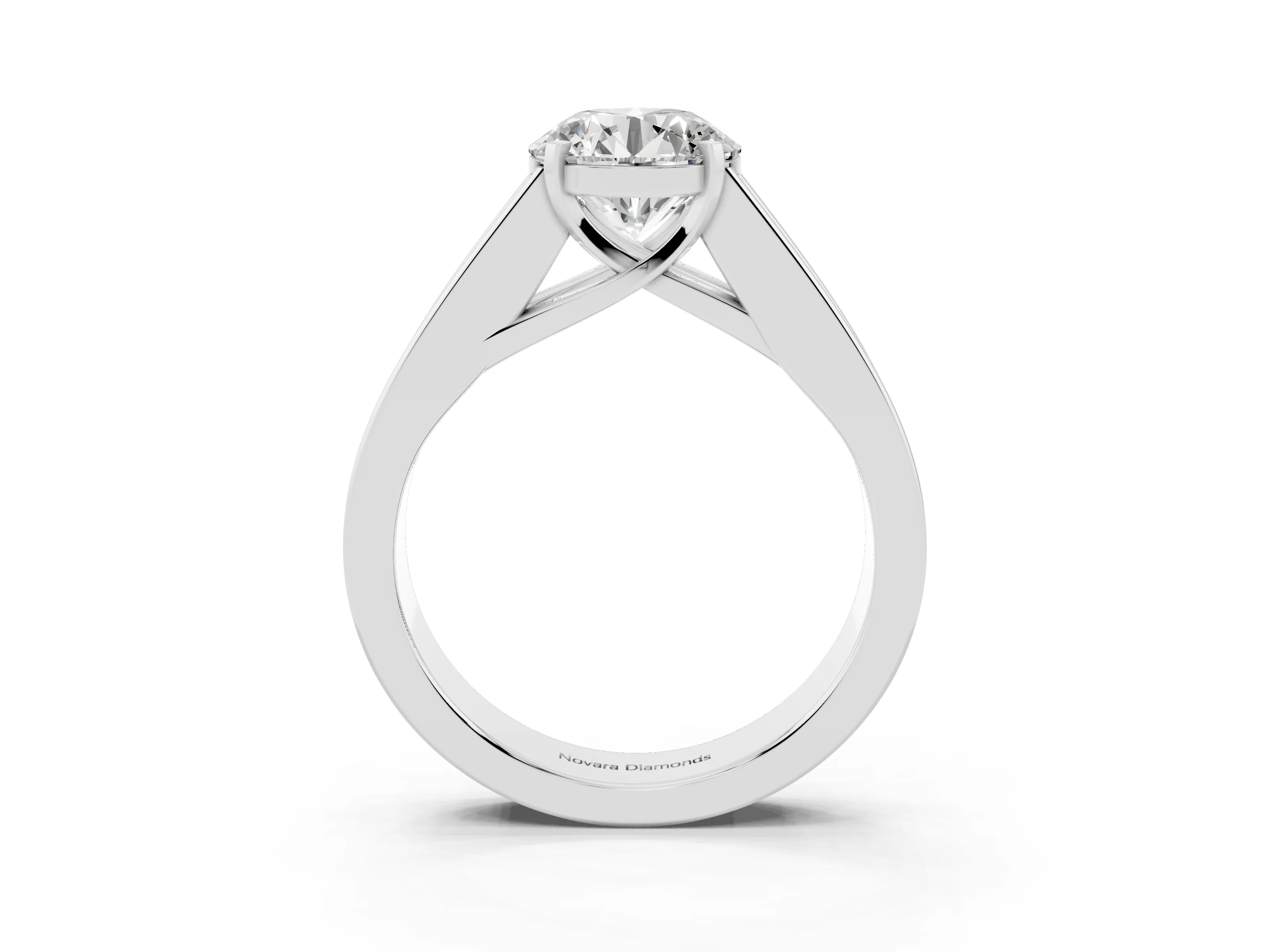 Round Cut Diamond Solitaire Ring Set in Silver with Channel-Set Accent Stones and Prong Setting