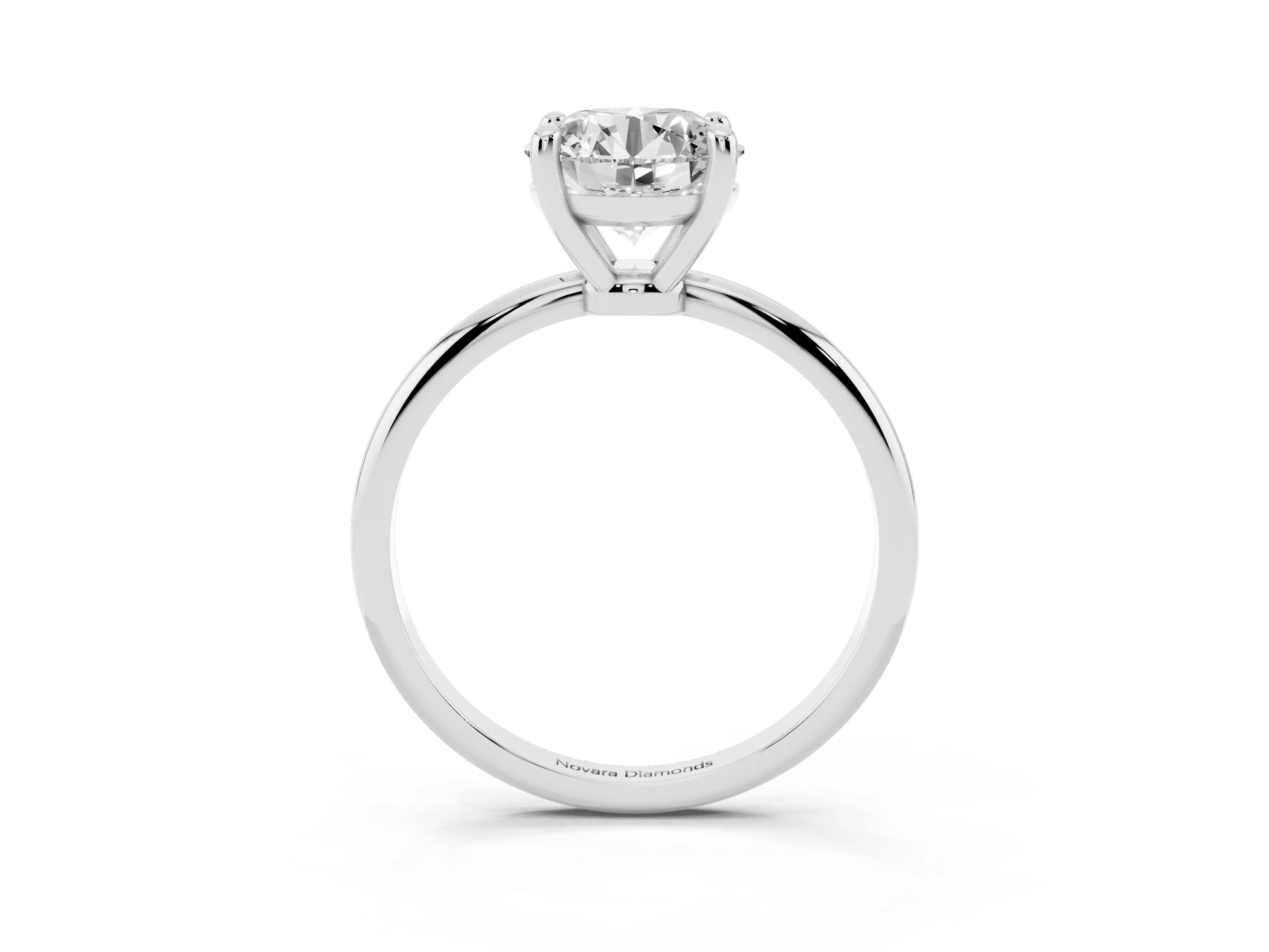 Round Cut Diamond Solitaire Ring Set in White gold with Secure Prong Setting on a Classic Band