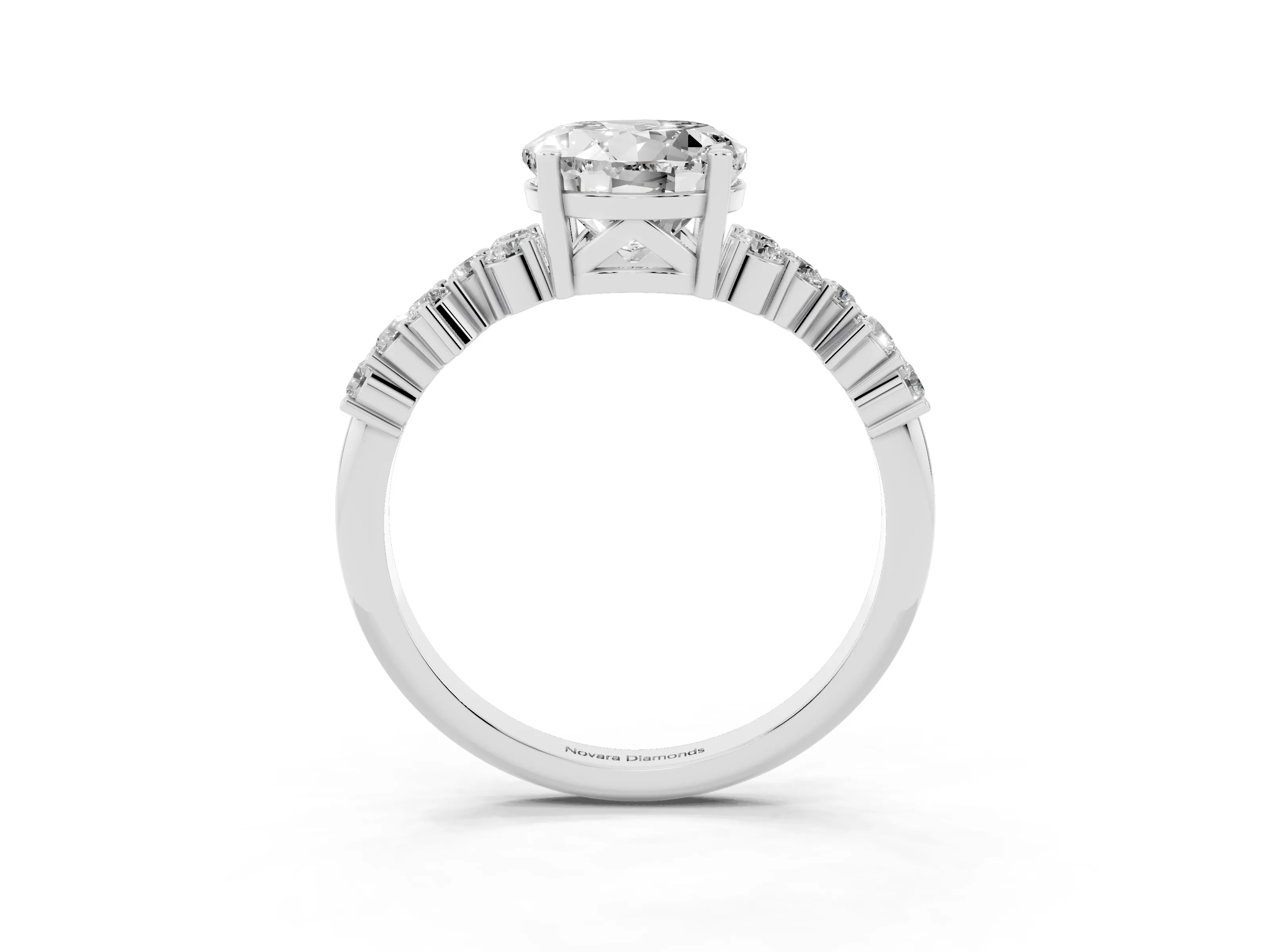 Round Cut Diamond Ring Set in Platinum with Scattered Round Accents