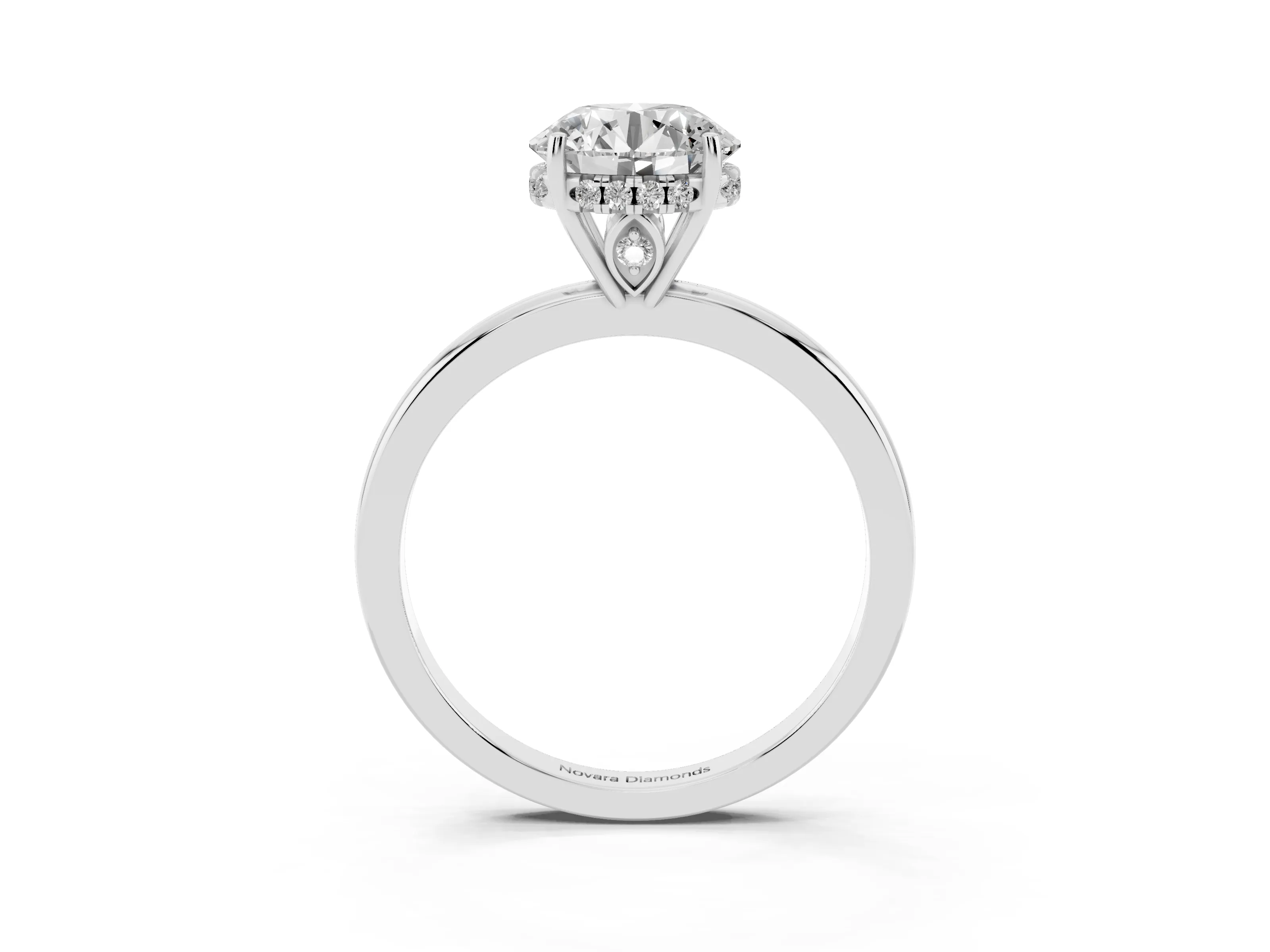 Round Cut Diamond Solitaire Ring Set in White gold with Plain Band and Prong Setting