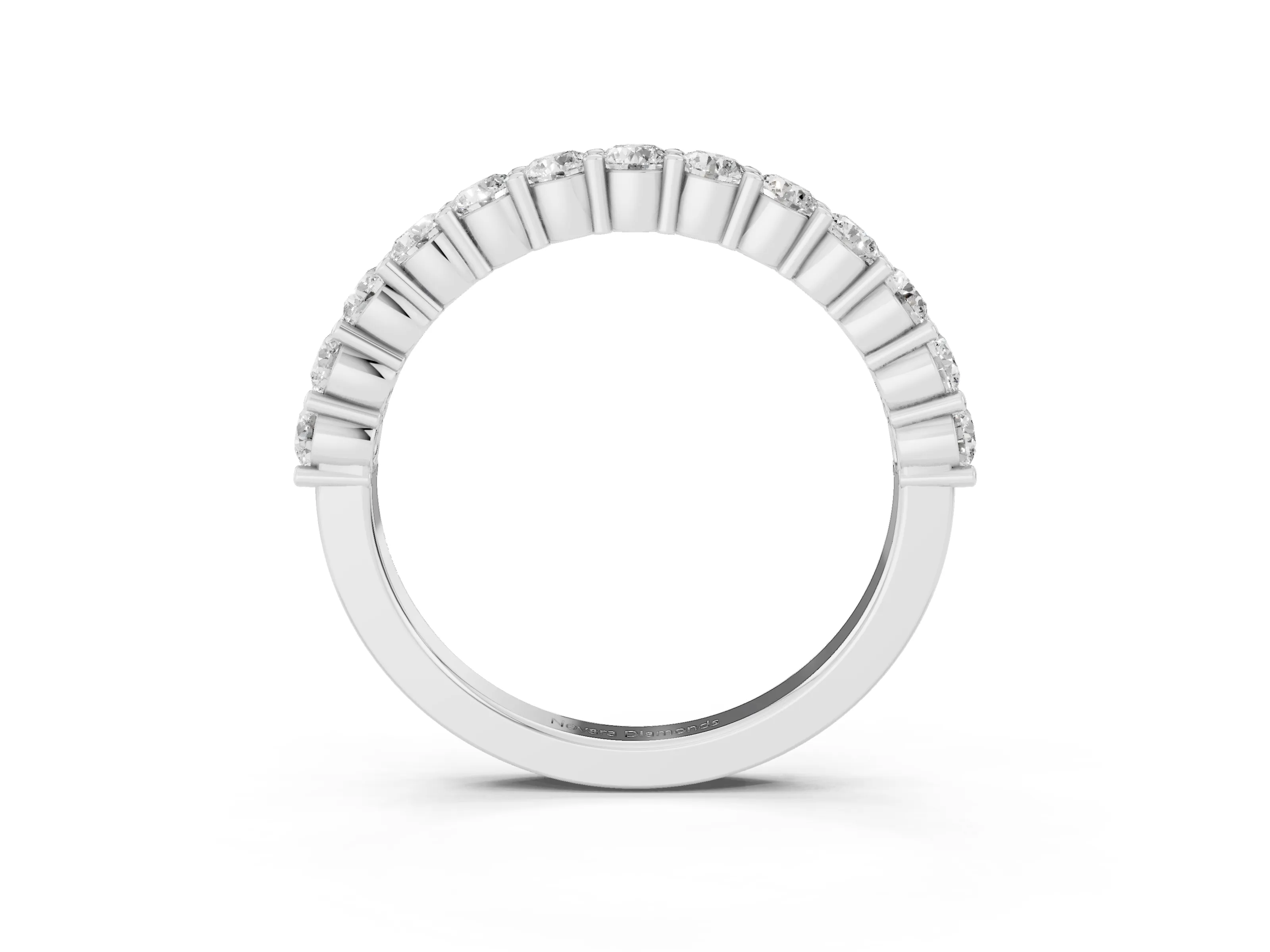 Alternating Round Diamond Promise Ring Set in Silver with Round Accent Stations