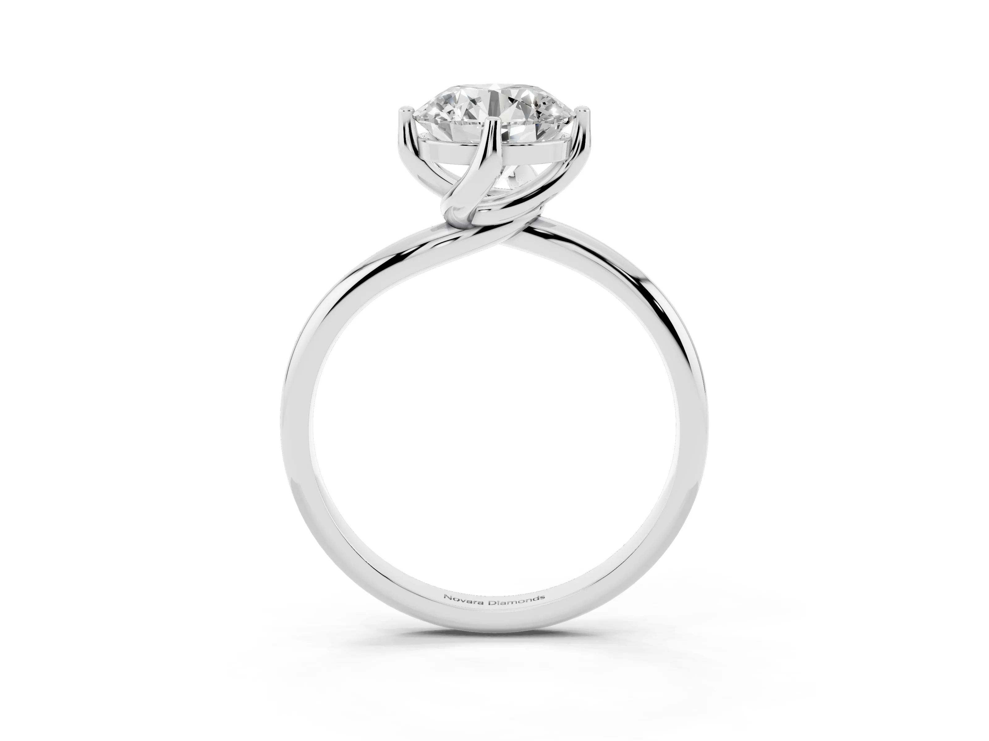 Round Cut Diamond Solitaire Engagement Ring Set in Platinum with Classic Plain Band