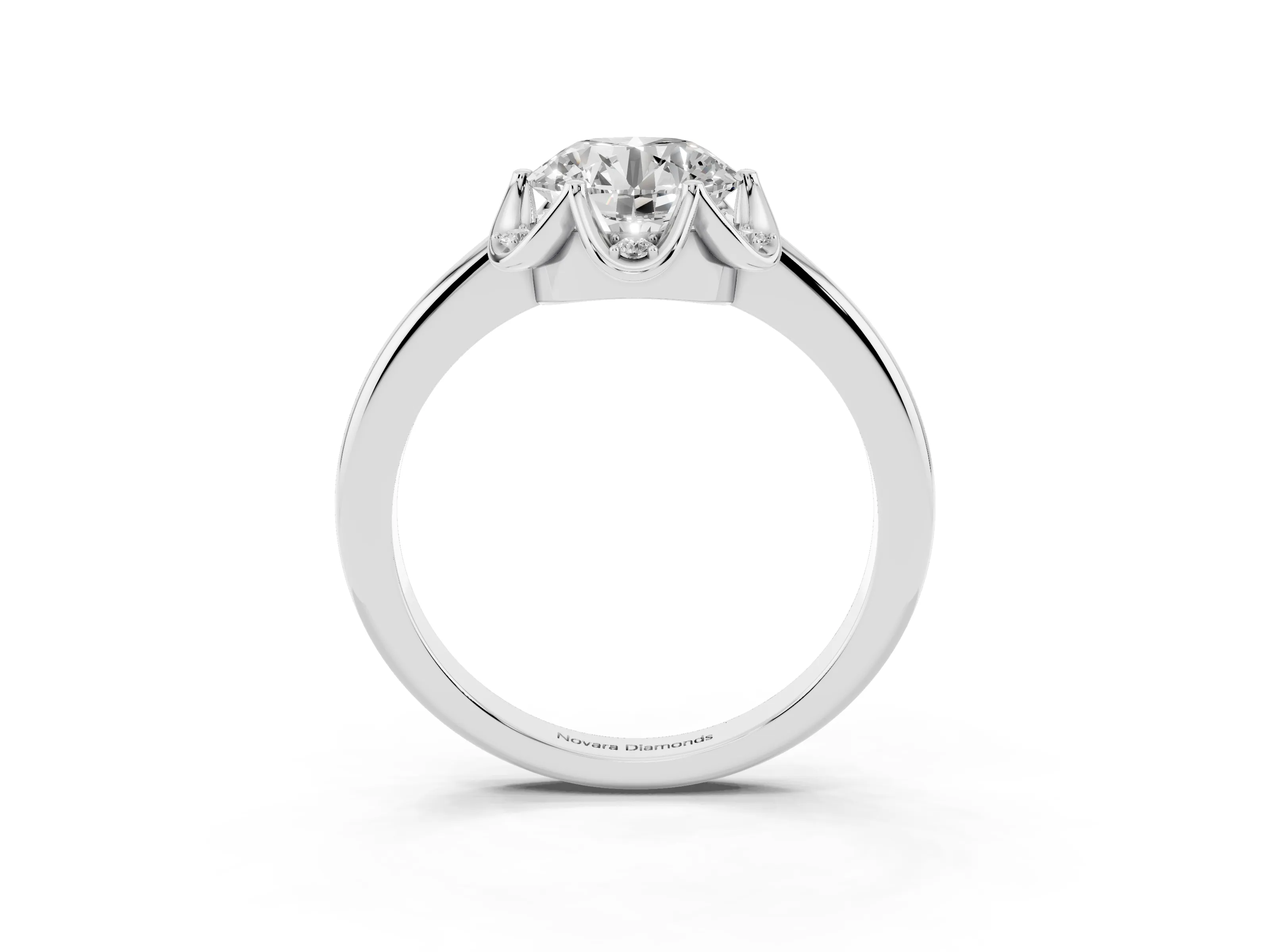 Round Cut Diamond Round Cluster Halo Ring Set in White gold with Solitaire Band and Prong Setting