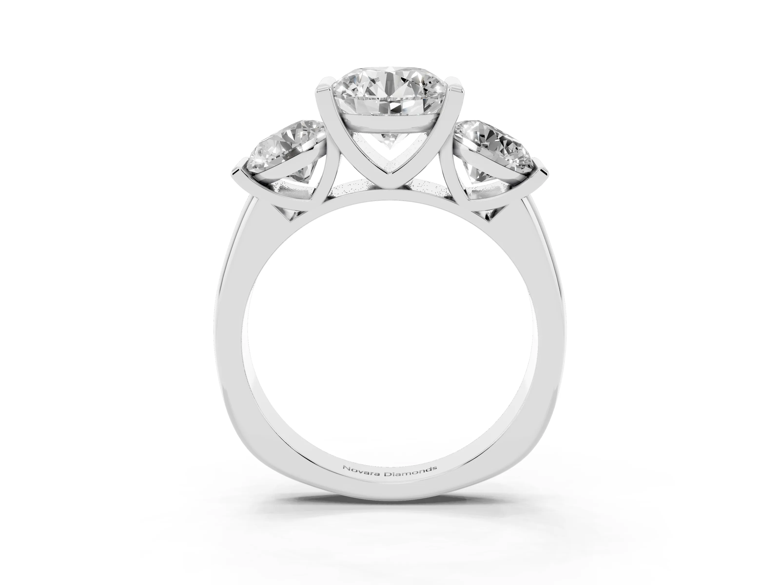 Round Cut Diamond Three-Stone Channel Set Ring Set in Platinum
