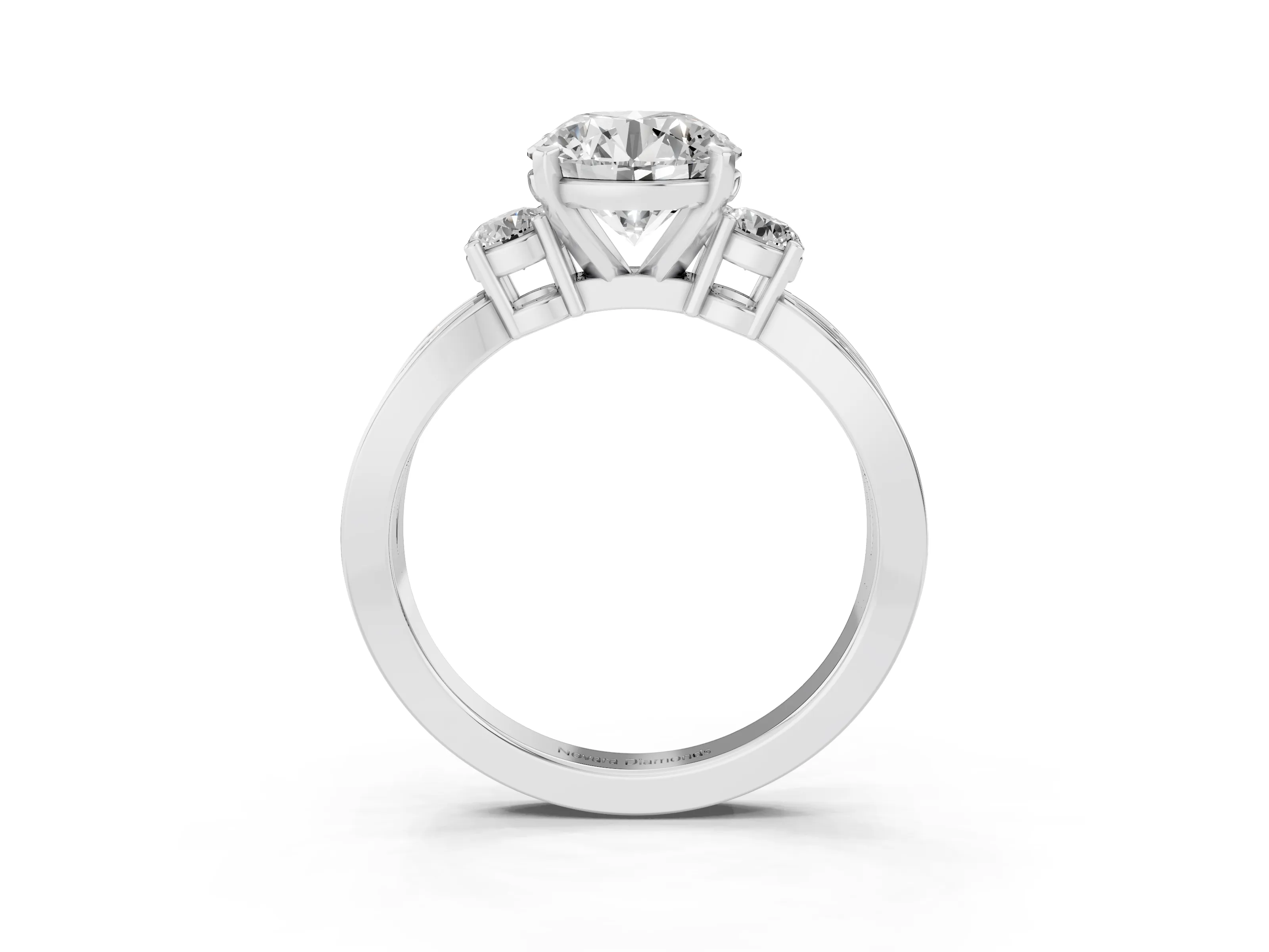 Three-Stone Round Cut Diamond Twist Band Ring Set in Silver with Pavé Accents and Prong Setting