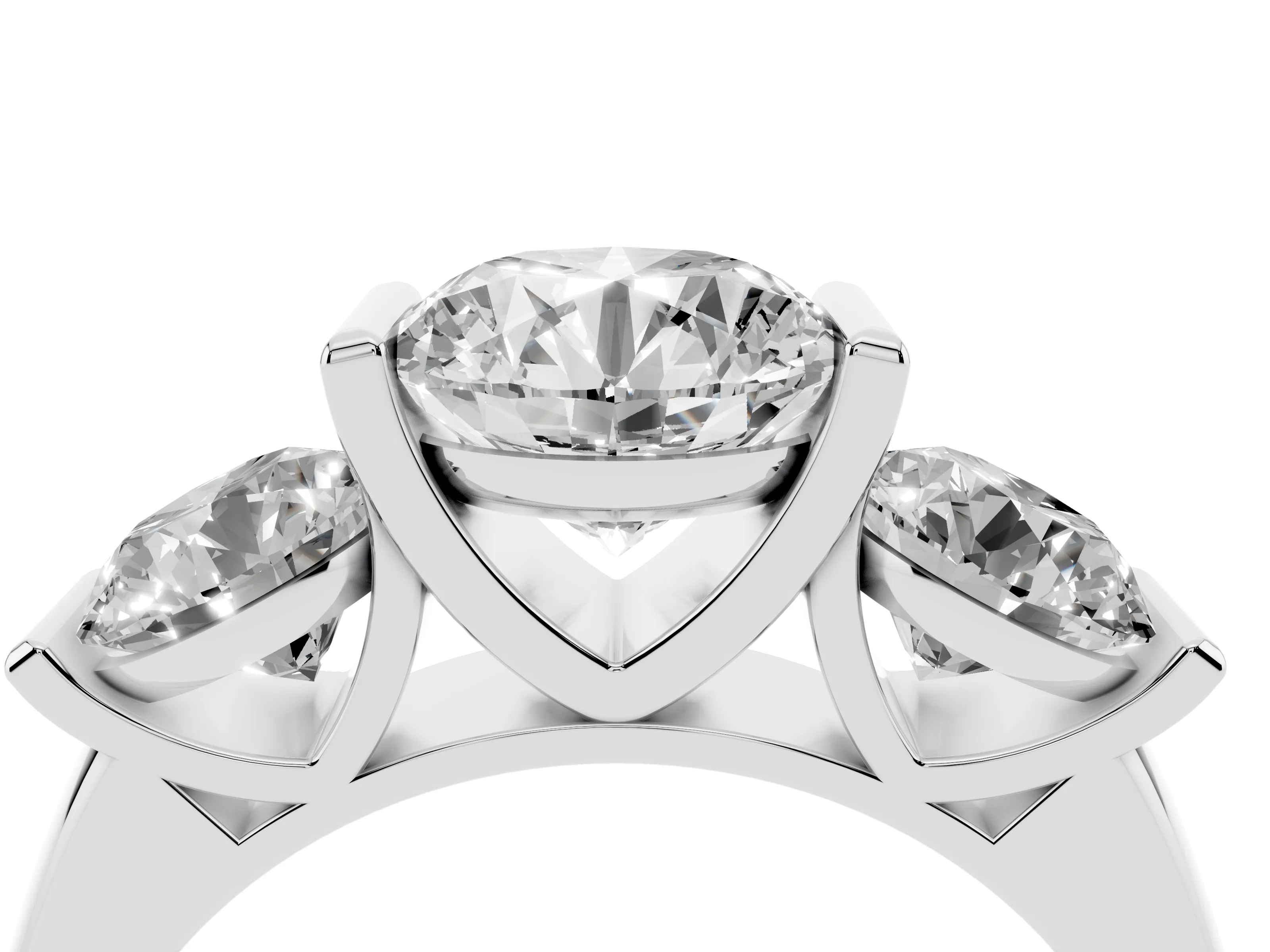 Round Cut Diamond Three-Stone Channel Set Ring Set in Platinum