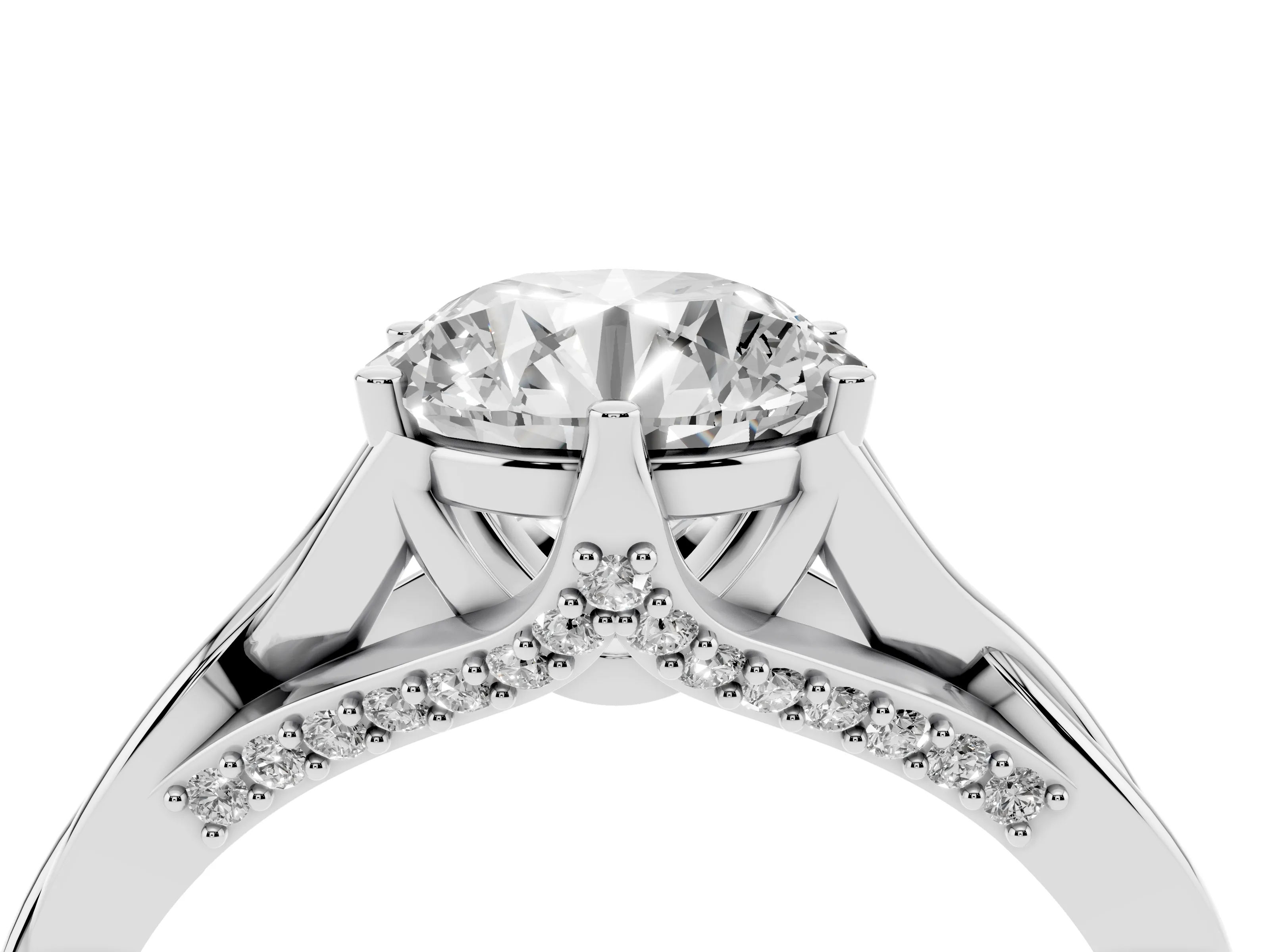 Round Cut Diamond Intertwined Twist Band Solitaire Ring Set in White gold with Prong Setting