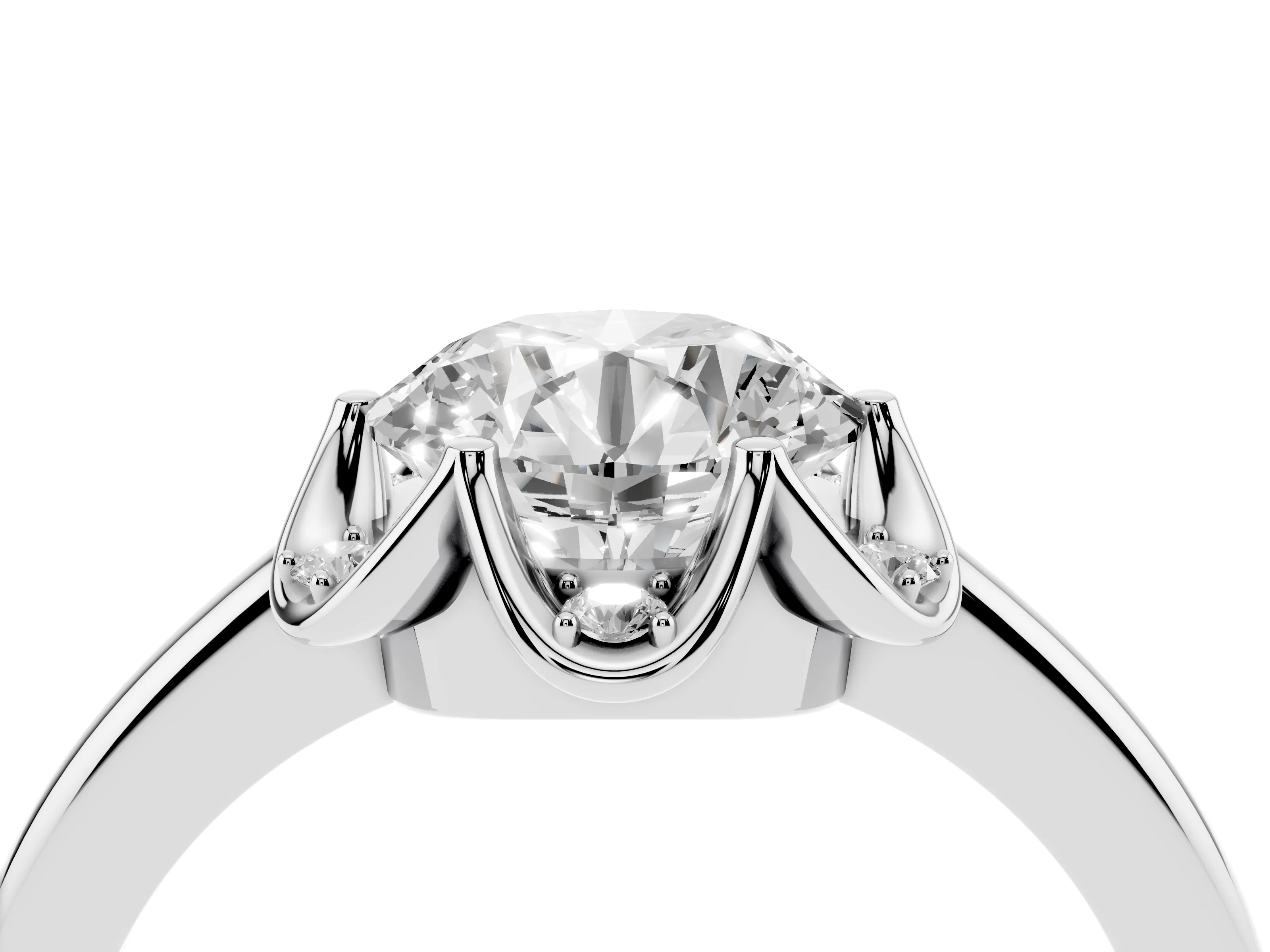 Round Cut Diamond Round Cluster Halo Ring Set in White gold with Solitaire Band and Prong Setting