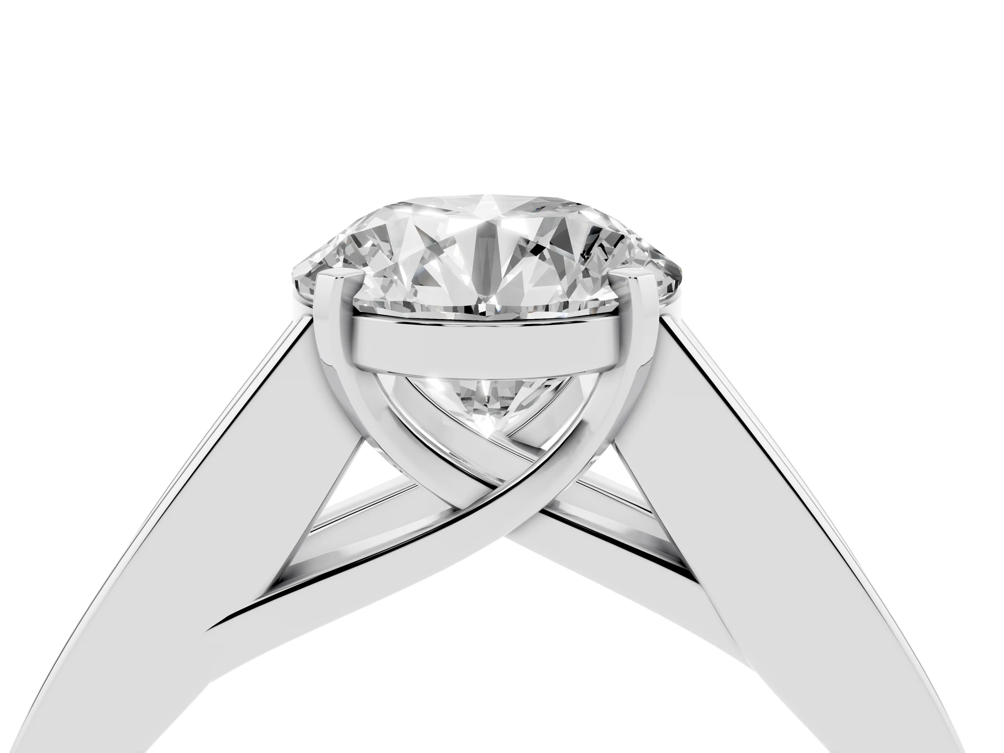 Round Cut Diamond Solitaire Ring Set in Silver with Channel-Set Accent Stones and Prong Setting