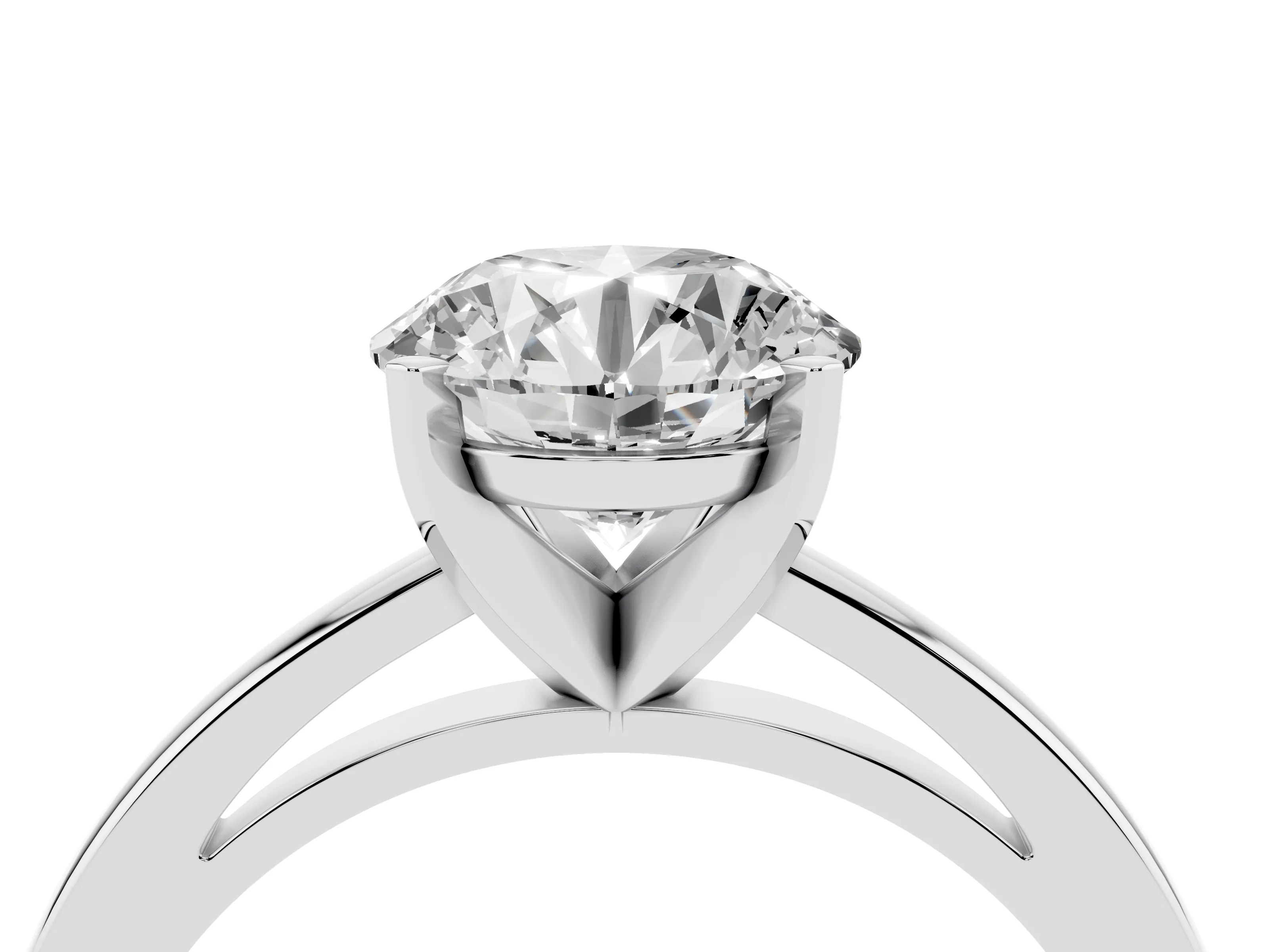 Round Cut Diamond Solitaire Engagement Ring Set in Silver with Prong Setting on a Classic Band
