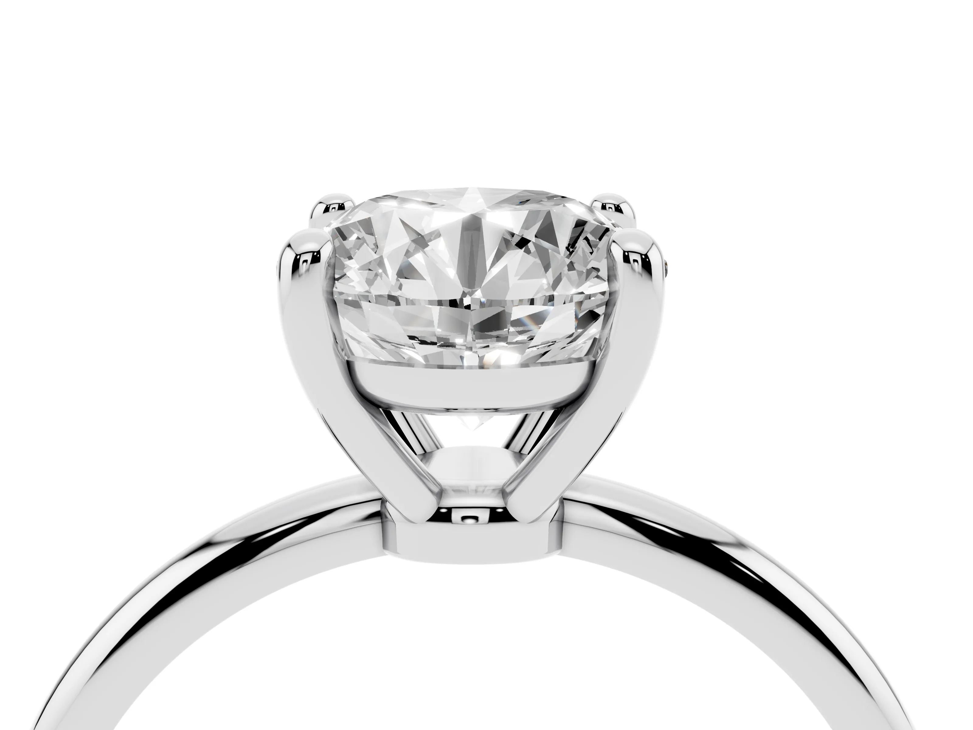 Round Cut Diamond Solitaire Ring Set in White gold with Secure Prong Setting on a Classic Band