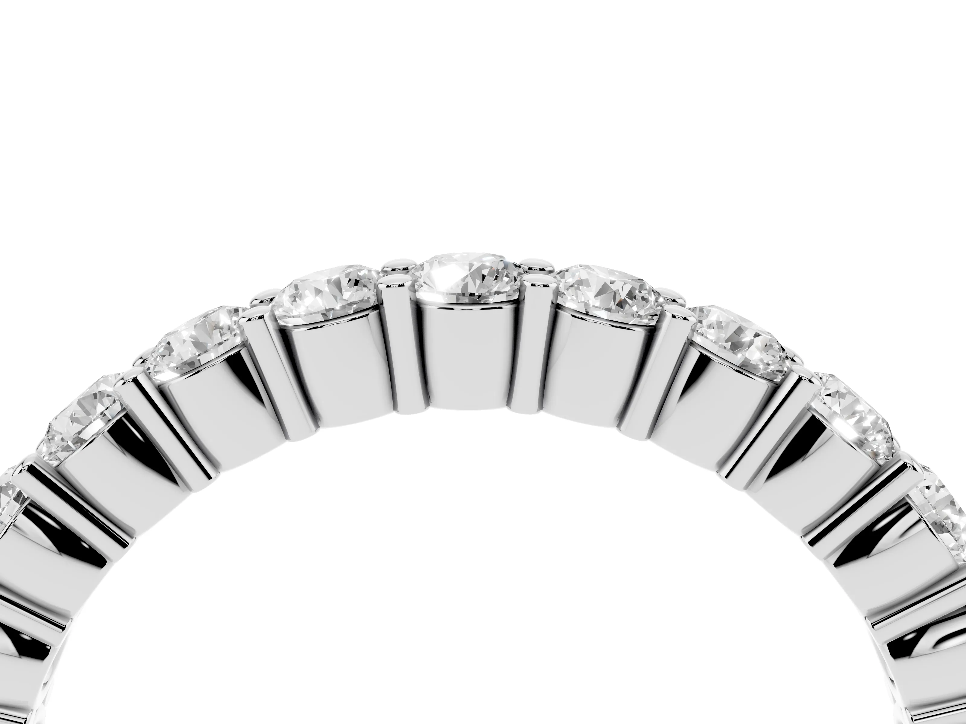 Alternating Round Diamond Promise Ring Set in Silver with Round Accent Stations