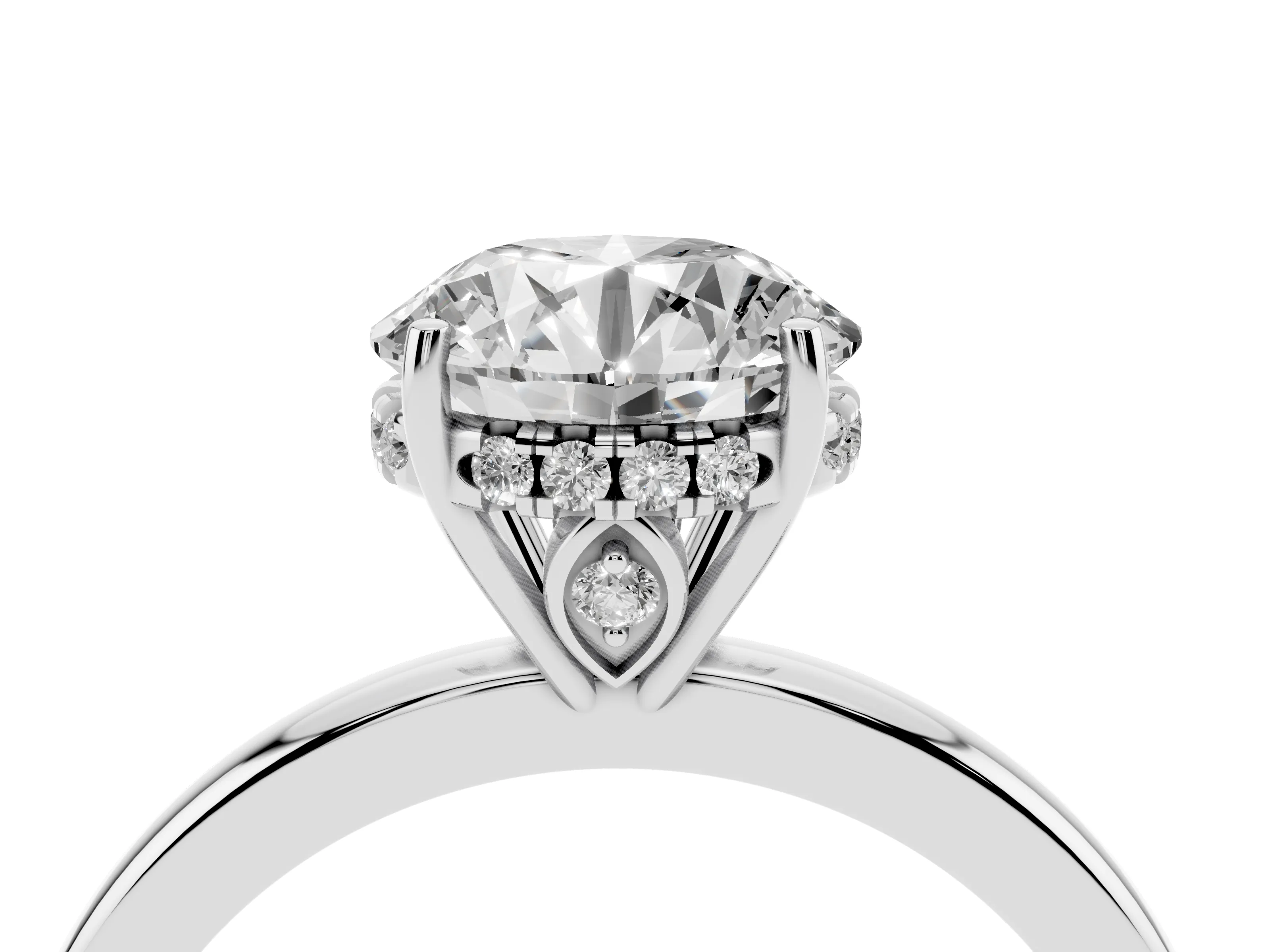 Round Cut Diamond Solitaire Ring Set in White gold with Plain Band and Prong Setting