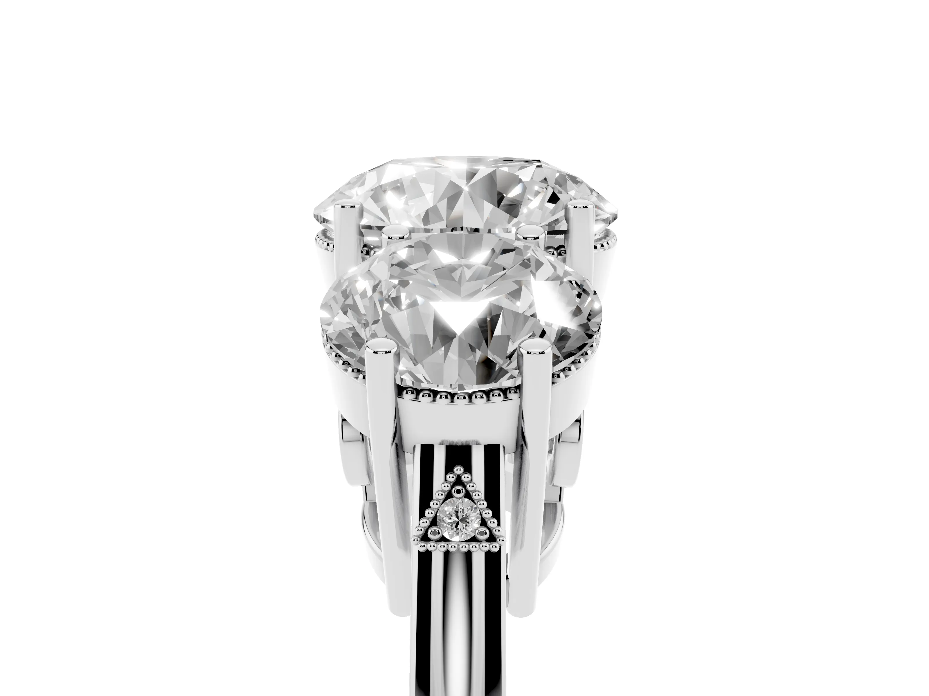 Round Cut Diamond Three-Stone Engagement Ring Set in Silver with Polished Band