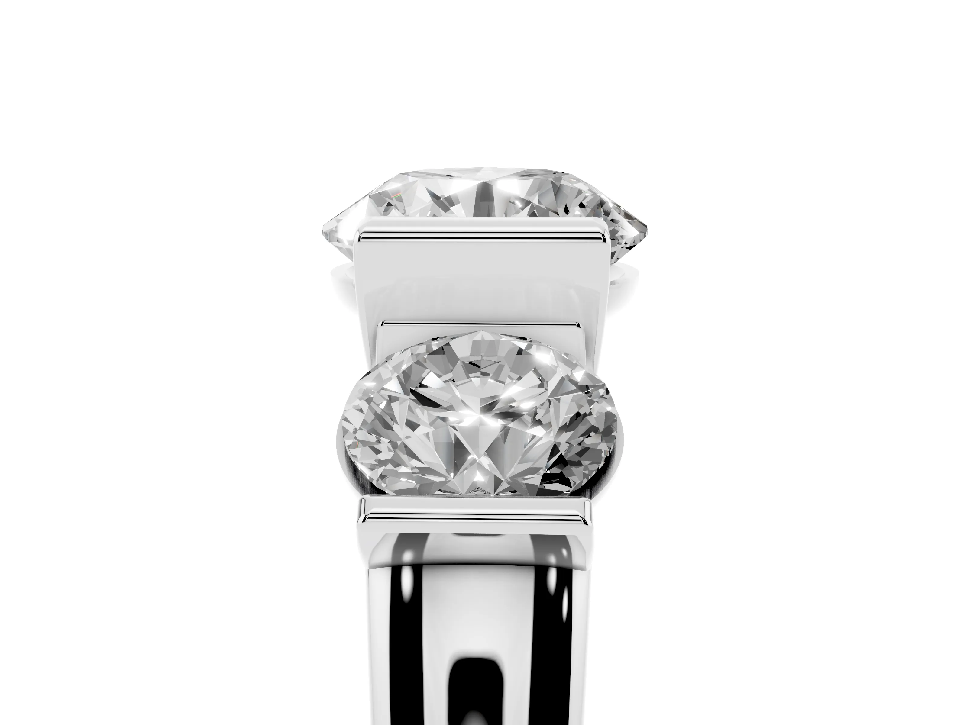 Round Cut Diamond Three-Stone Channel Set Ring Set in Platinum