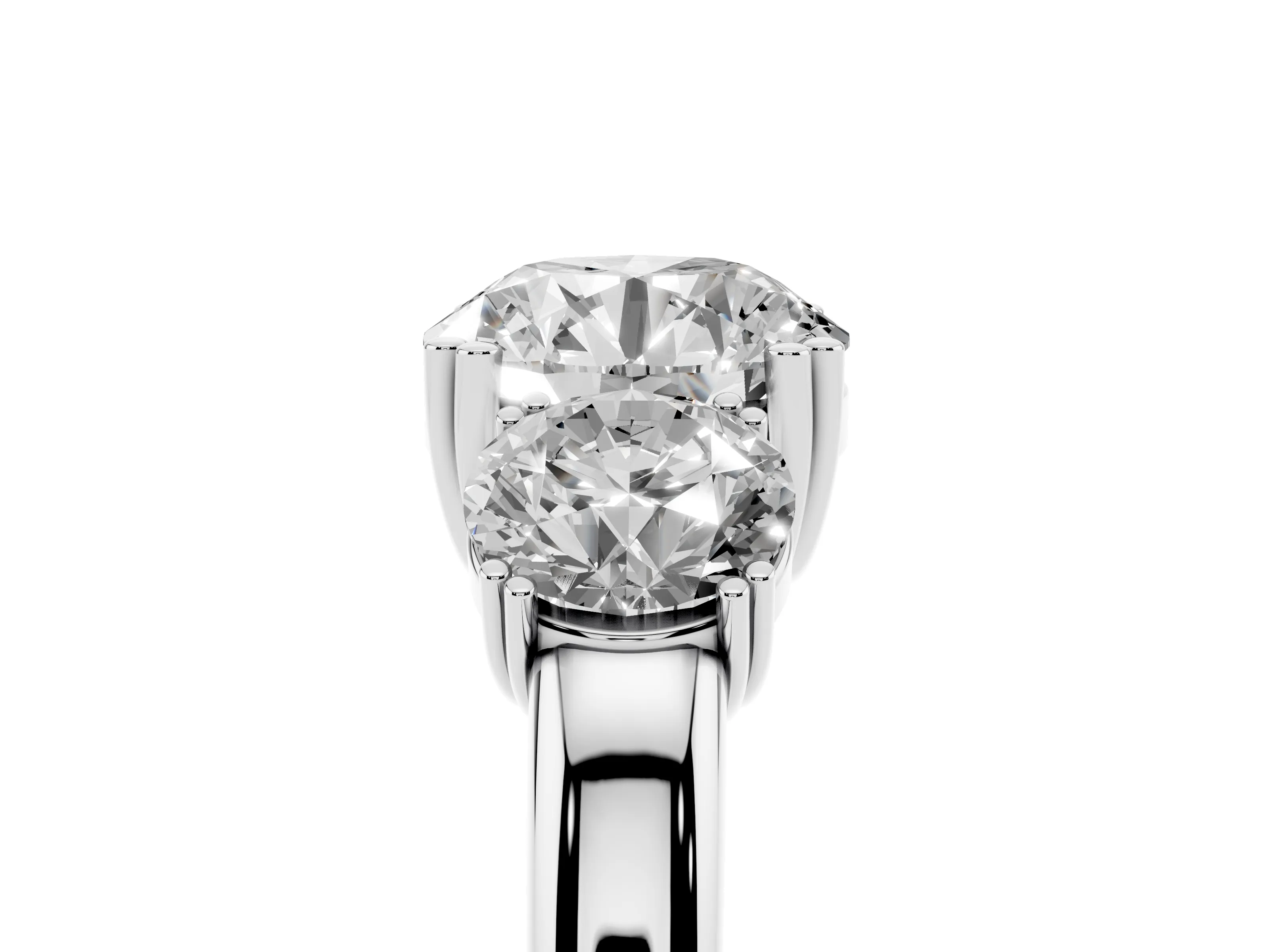 Round Cut Diamond Three-Stone Ring Set in Silver with Polished Channel-Set Band