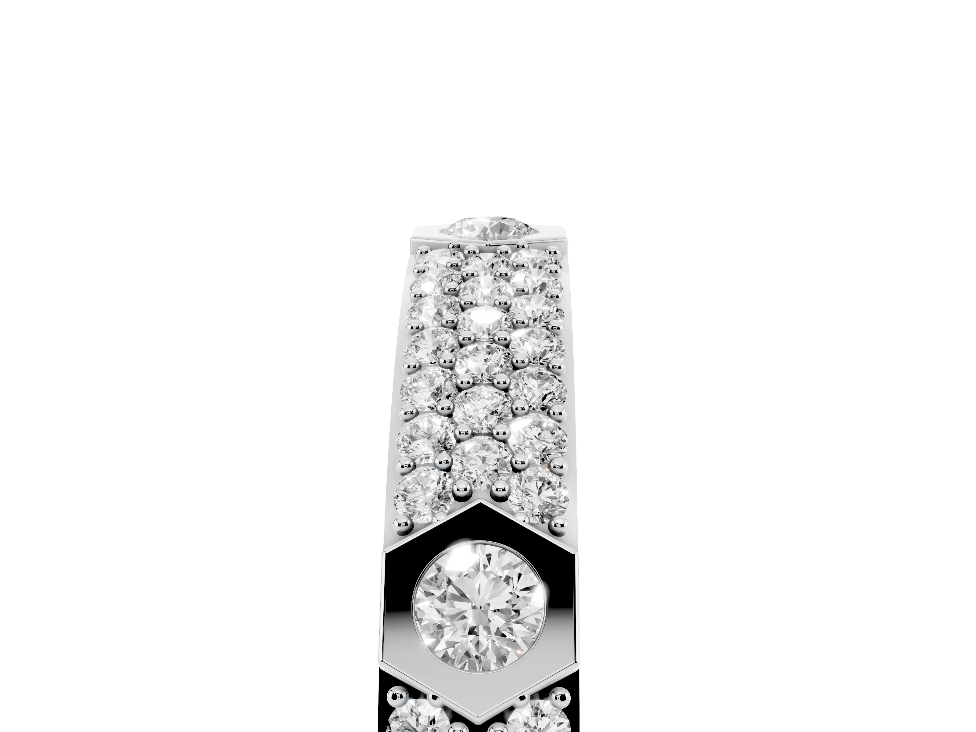 Round Diamond Pavé Promise Ring Set in Silver with Round Accent Stations
