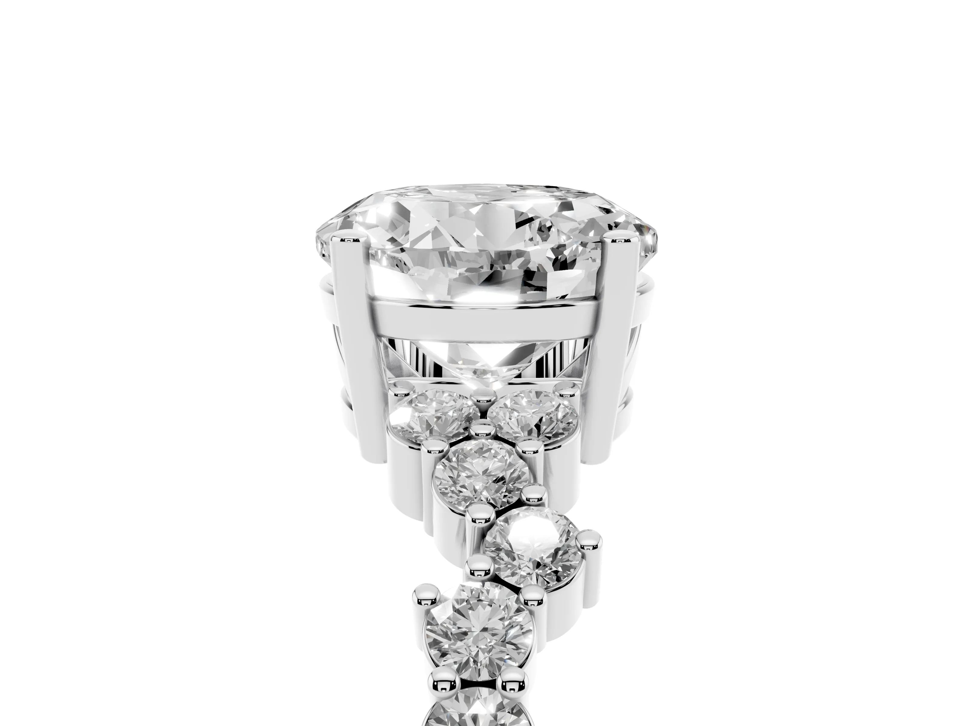 Round Cut Diamond Ring Set in Platinum with Scattered Round Accents