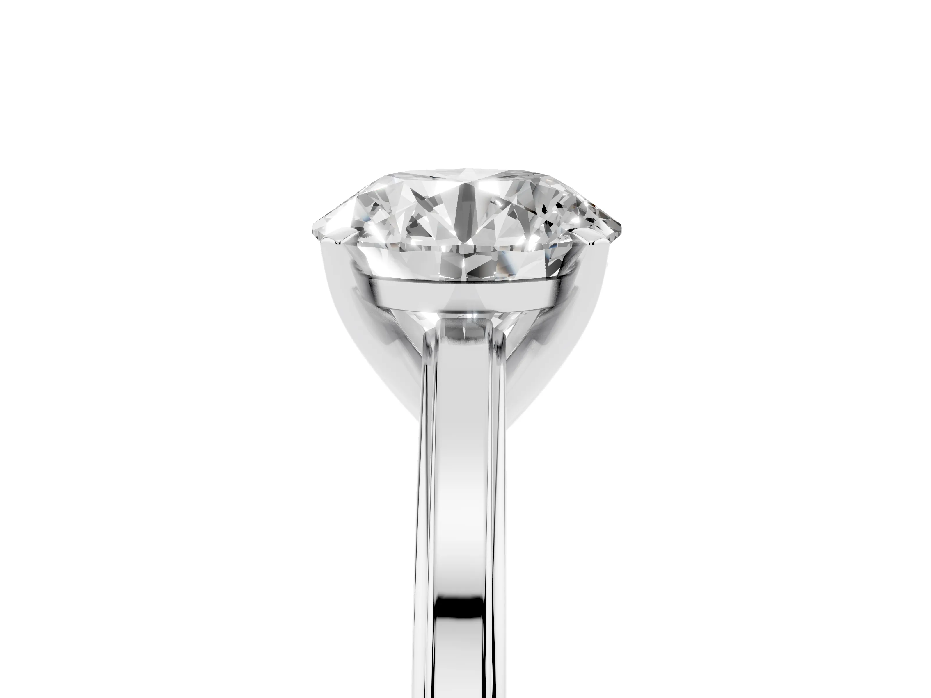 Round Cut Diamond Solitaire Ring Set in Platinum with Prong Setting and Classic Band