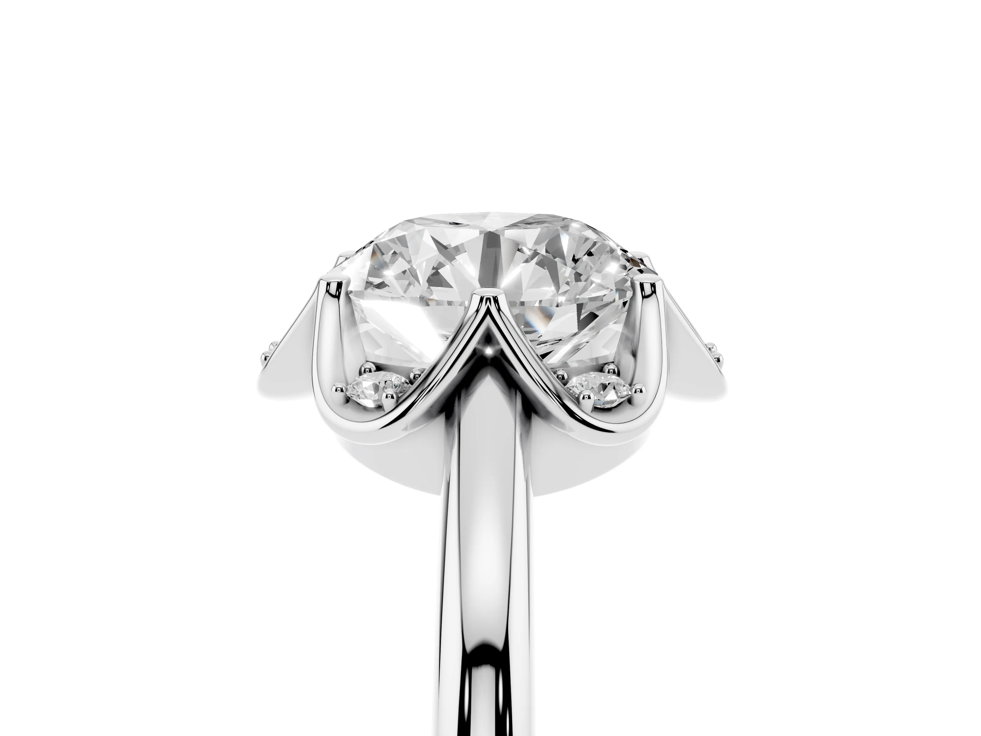 Round Cut Diamond Round Cluster Halo Ring Set in White gold with Solitaire Band and Prong Setting