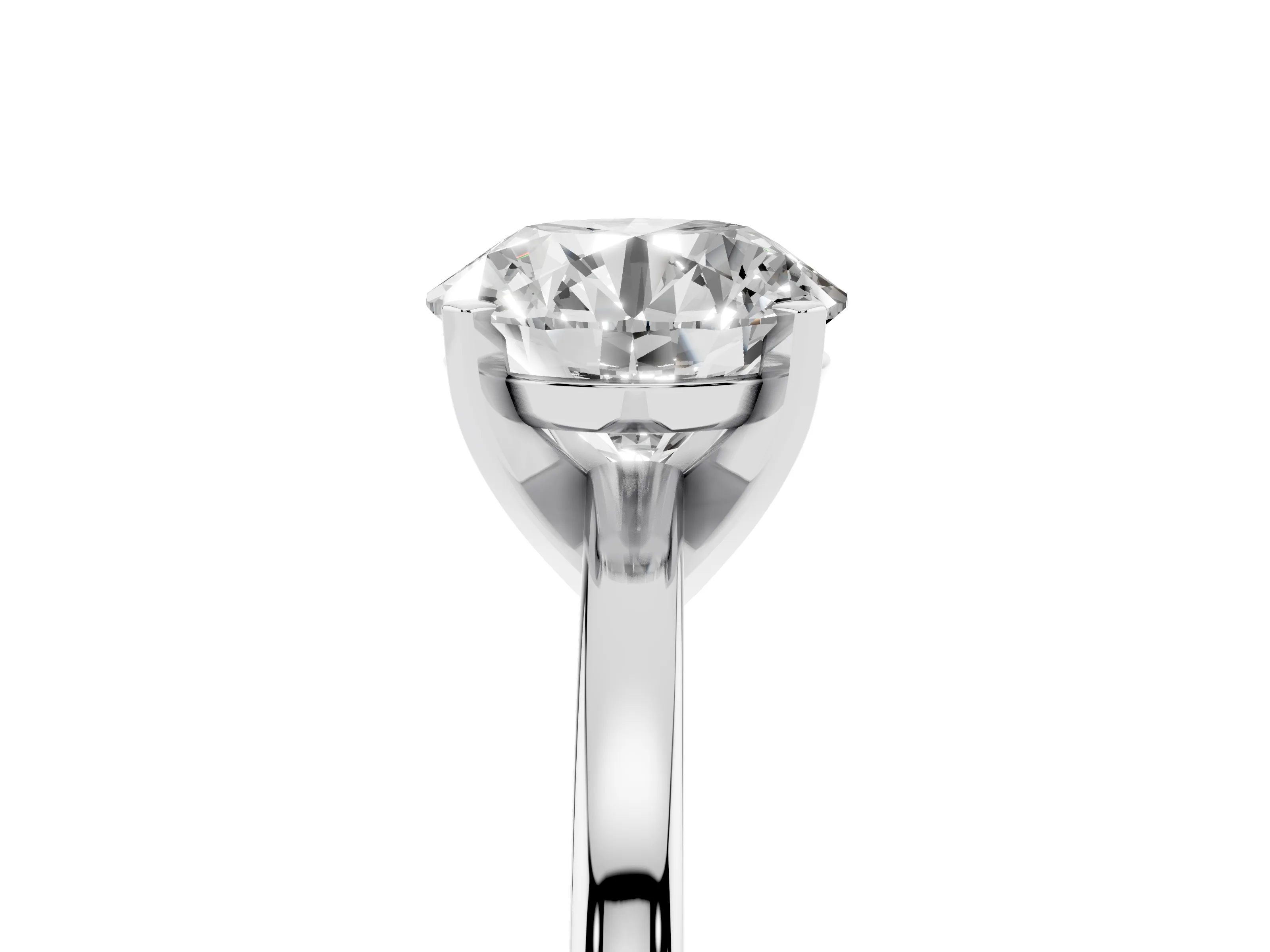 Round Cut Diamond Solitaire Engagement Ring Set in Silver with Prong Setting on a Classic Band