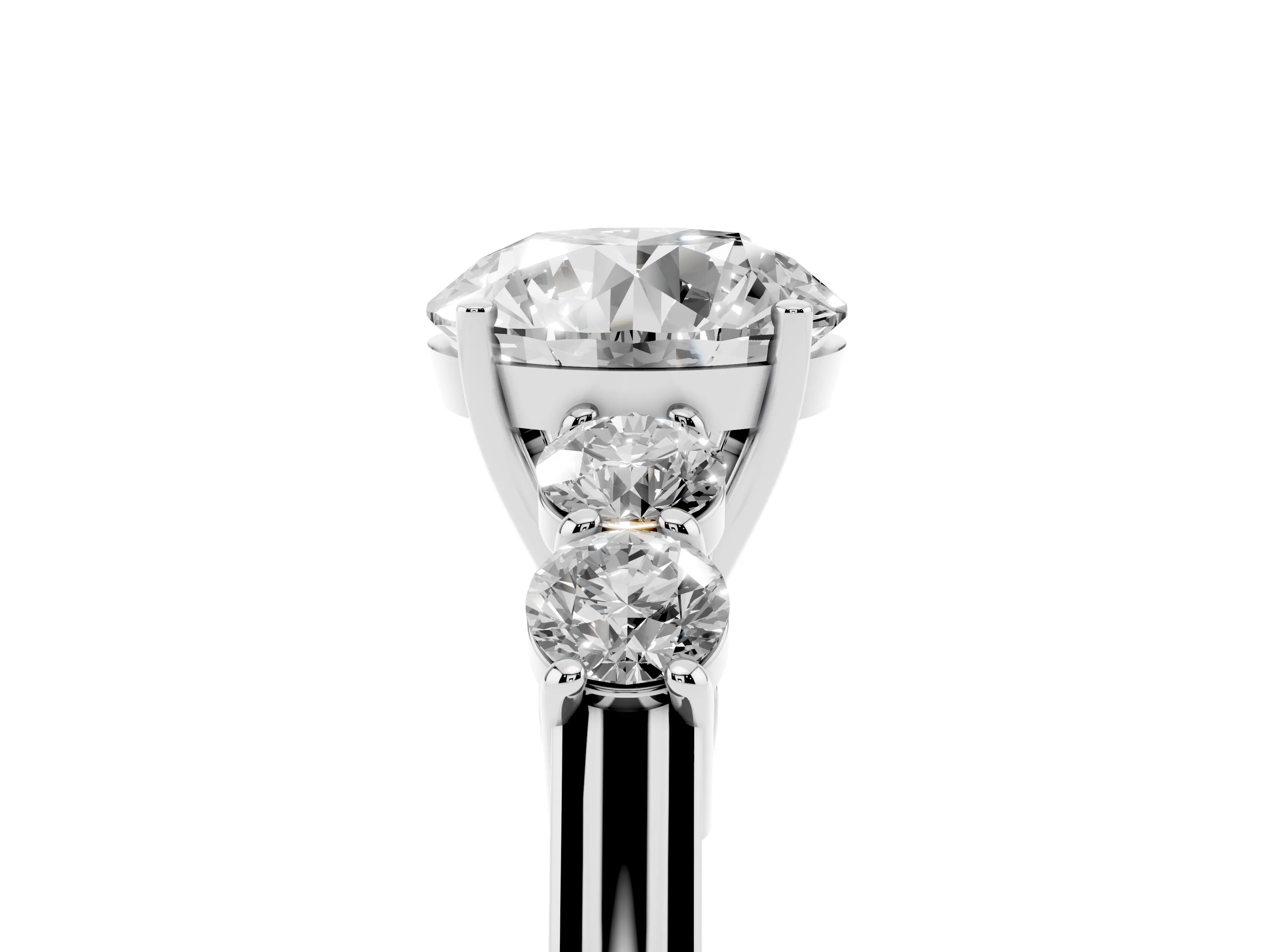Round Cut Diamond Five-Stone Prong Set Band Ring Set in Platinum with Polished Band
