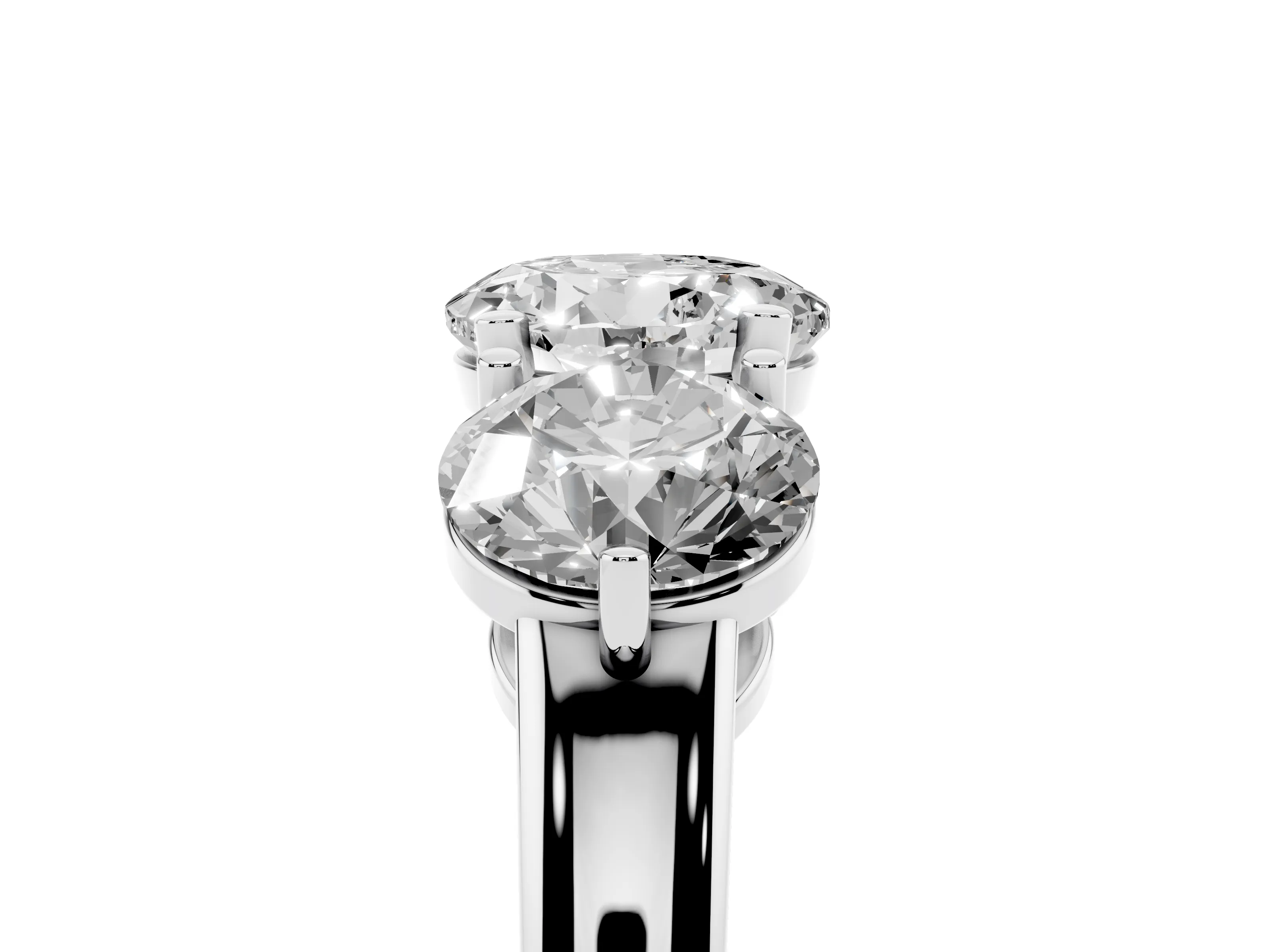 Round Cut Diamond Three-Stone Ring Set in Silver with Prong Setting and Plain Band