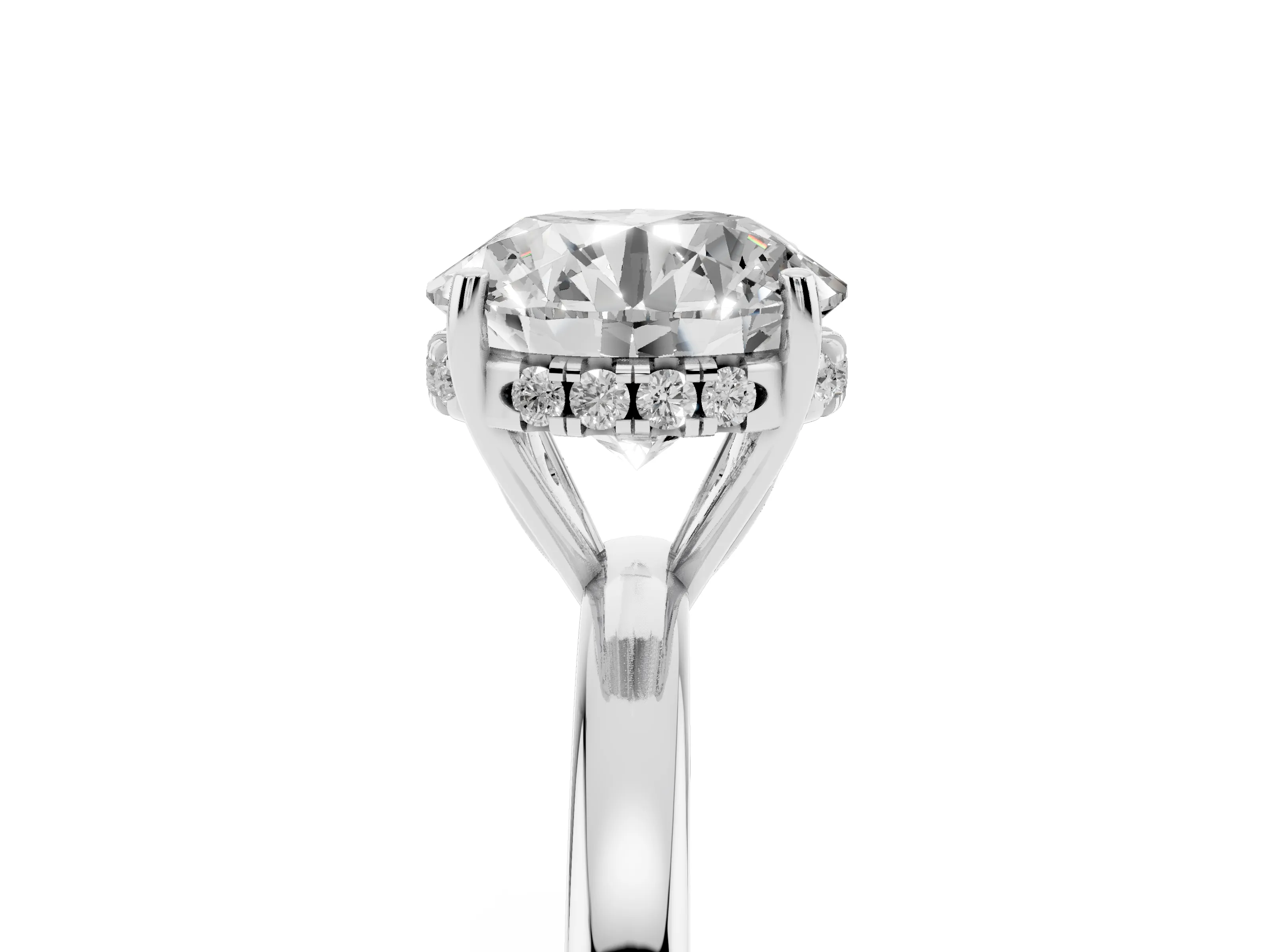 Round Cut Diamond Solitaire Ring Set in White gold with Plain Band and Prong Setting