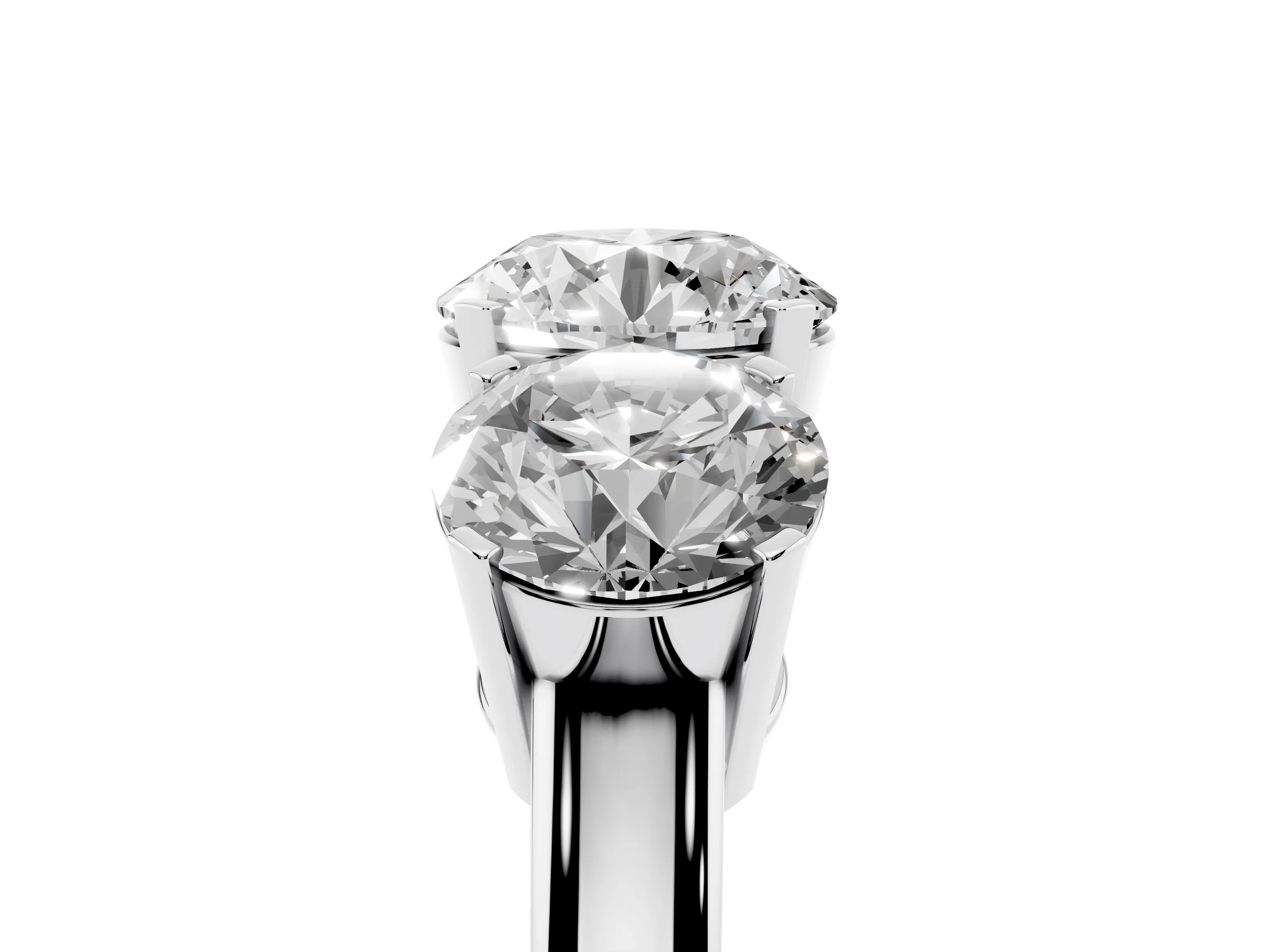 Round Cut Diamond Three-Stone Ring Set in Platinum with Channel-Set Band and Prong Settings