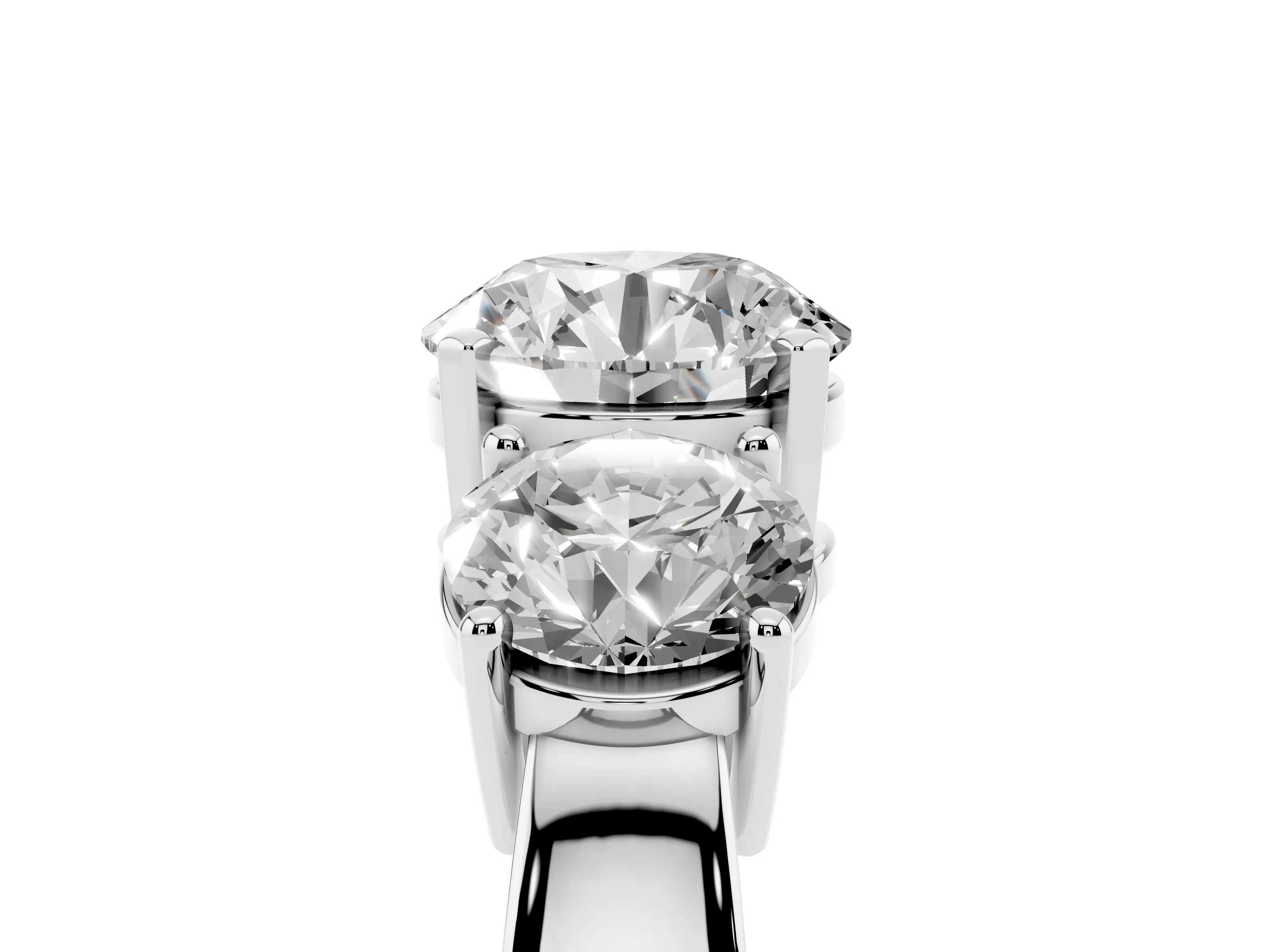 Round Cut Diamond Three-Stone Ring Set in White gold with Round Side Stones and Classic Band