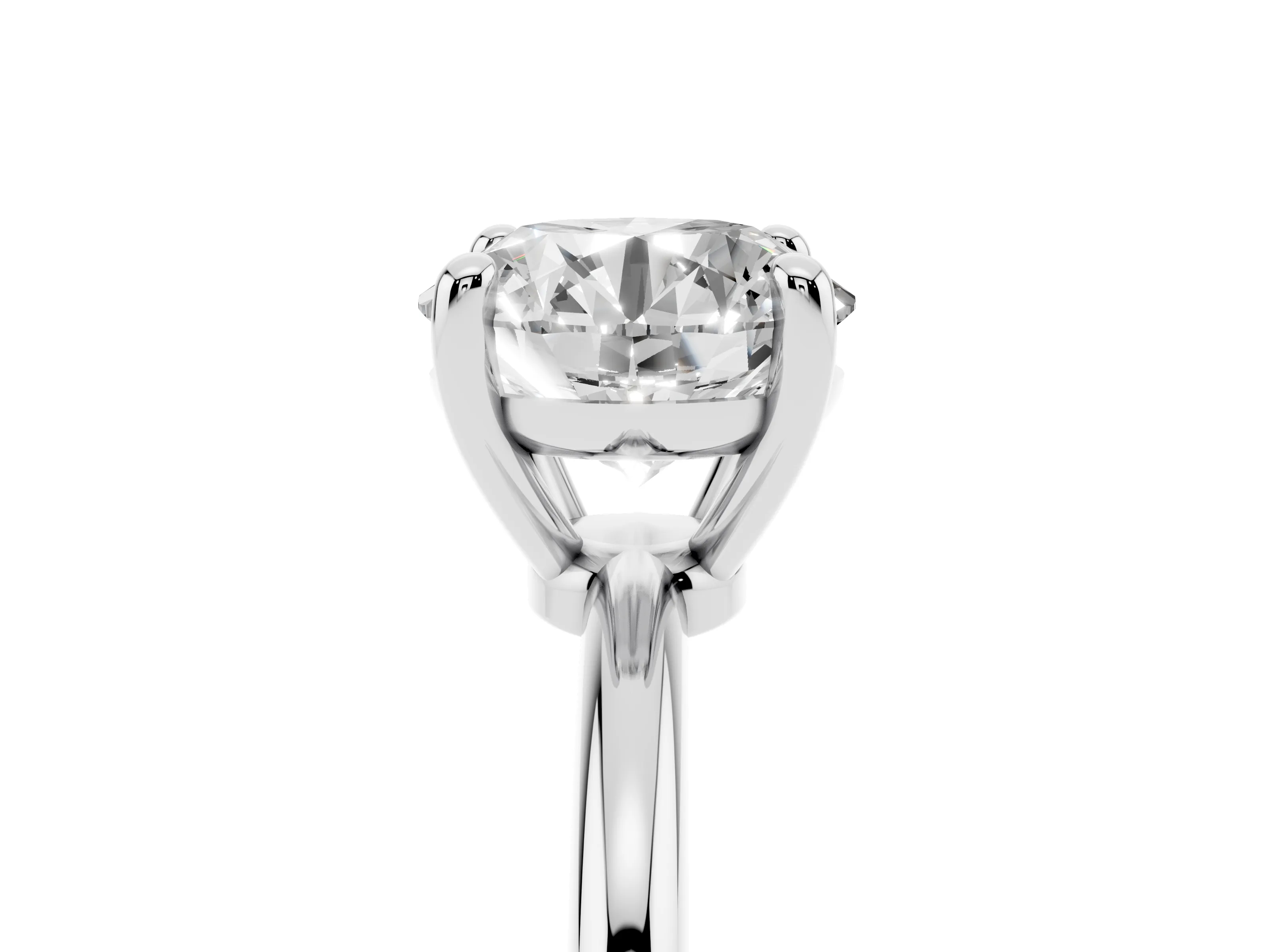 Round Cut Diamond Solitaire Ring Set in White gold with Secure Prong Setting on a Classic Band