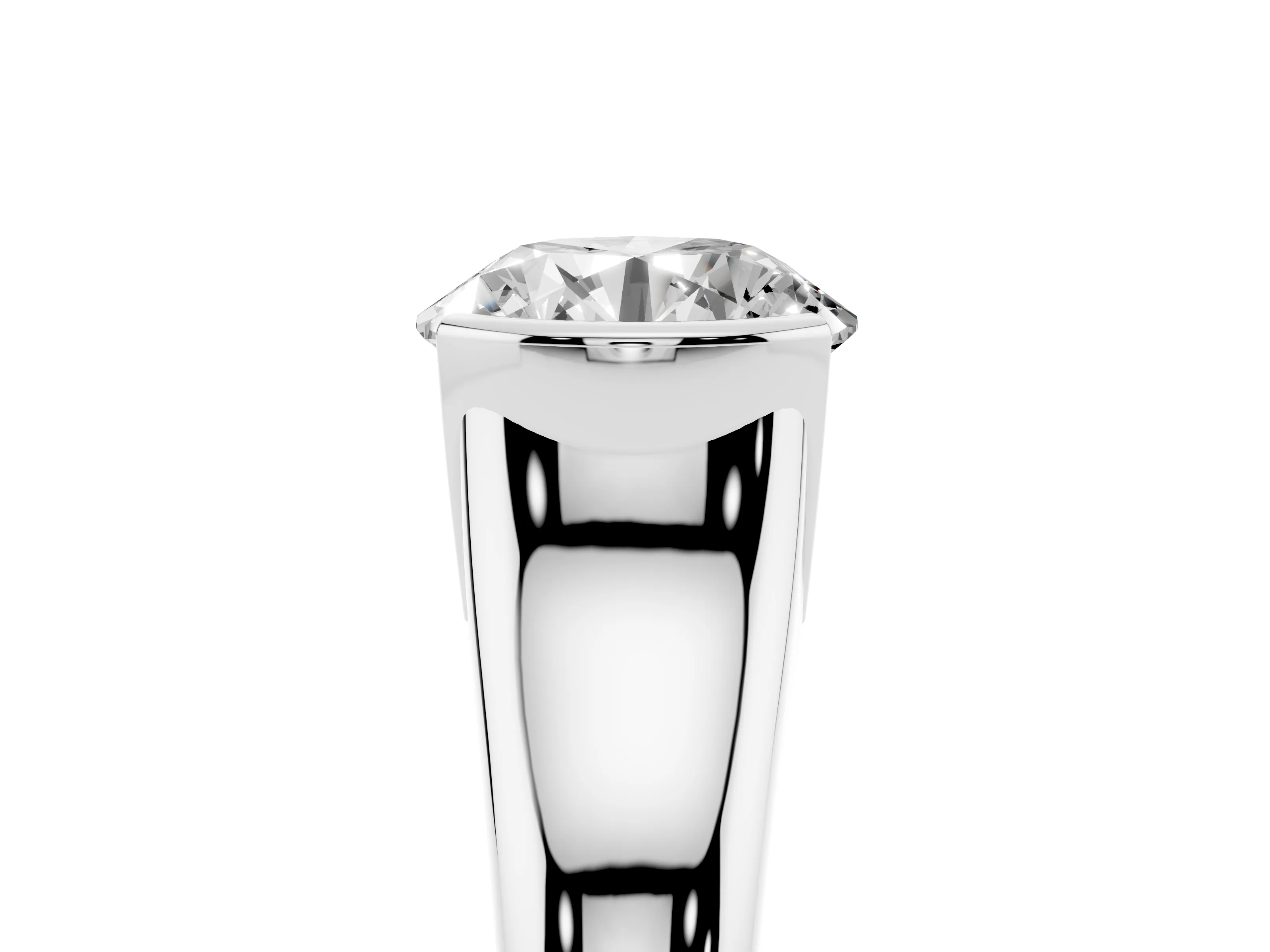 Round Cut Diamond Solitaire Tension Set Ring Set in Platinum with Split Shank Band