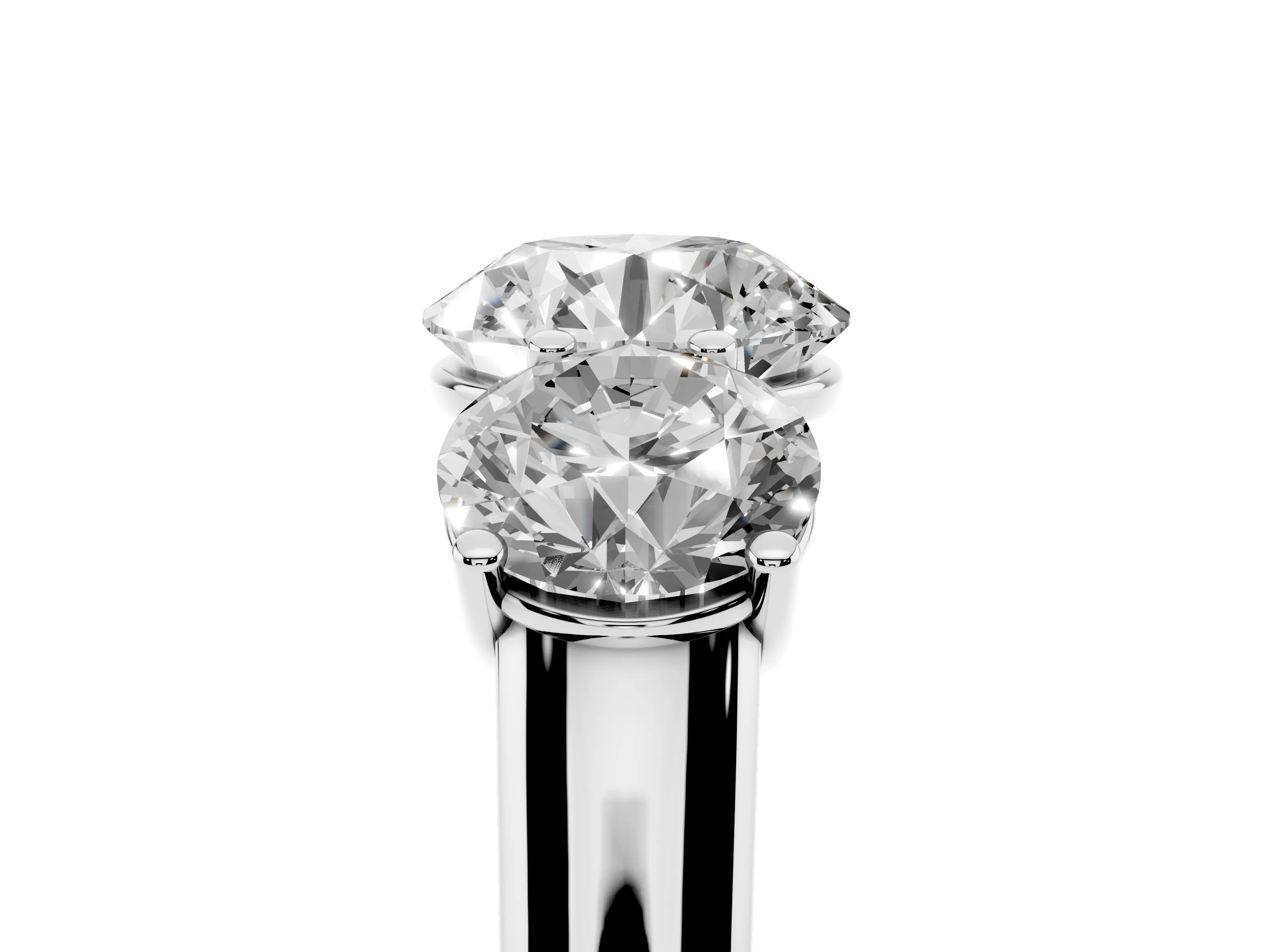 Round Cut Diamond Three-Stone Ring Set in Platinum with Plain Polished Band