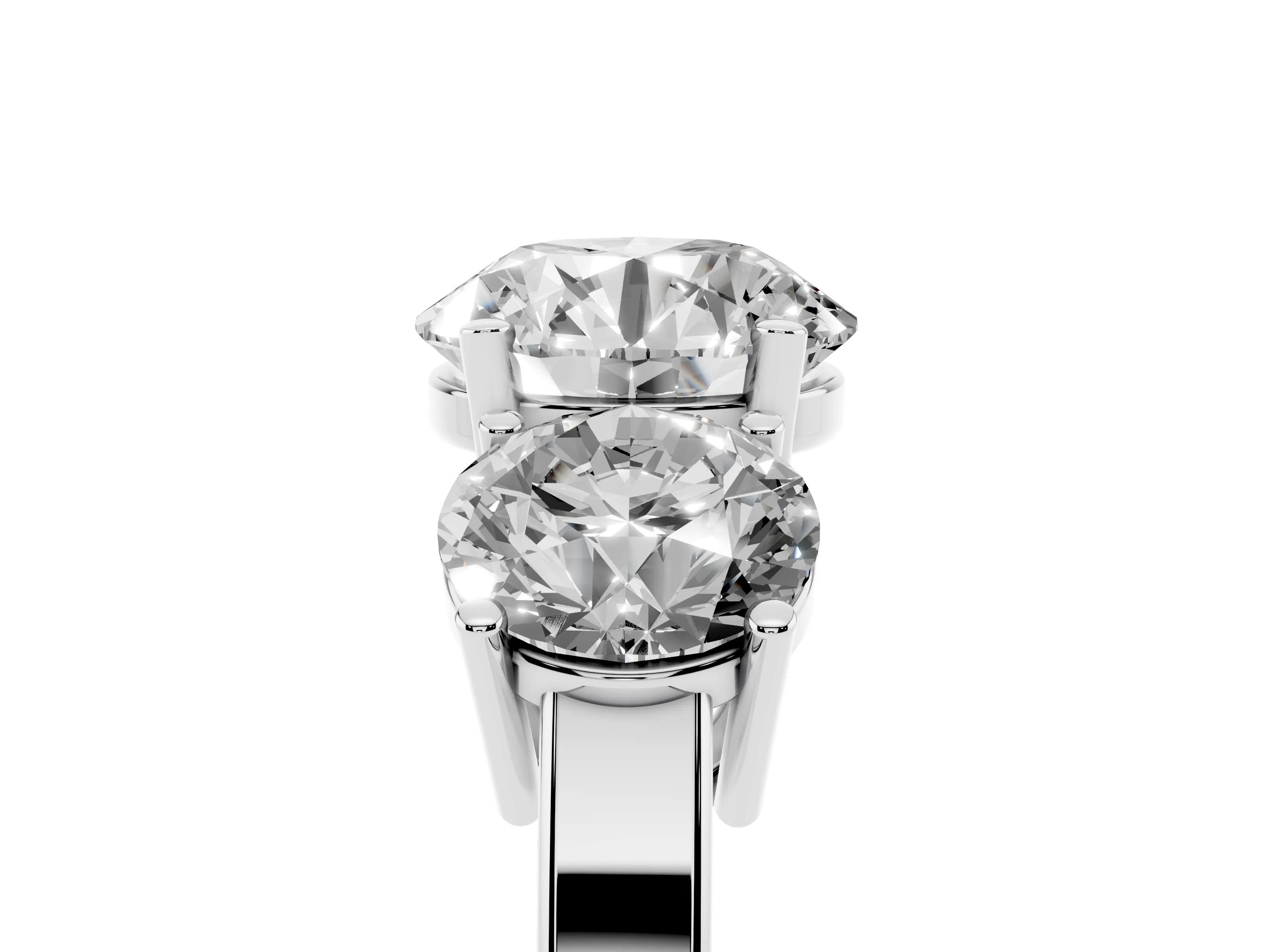 Round Cut Diamond Three-Stone Engagement Ring Set in Platinum with Flat Band