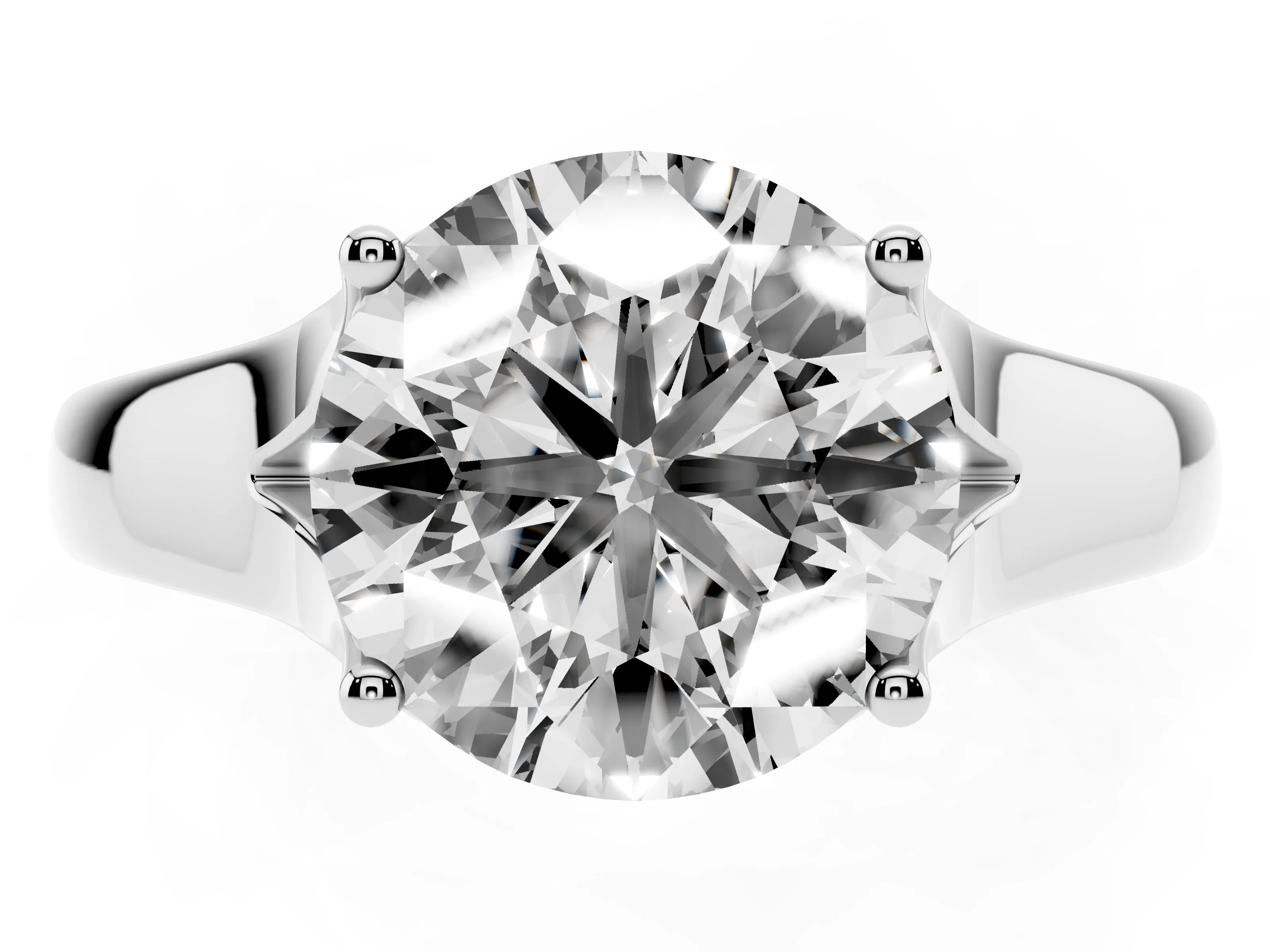 Round Cut Diamond Solitaire Ring Set in Platinum with Arched Cathedral Band and Prong Setting