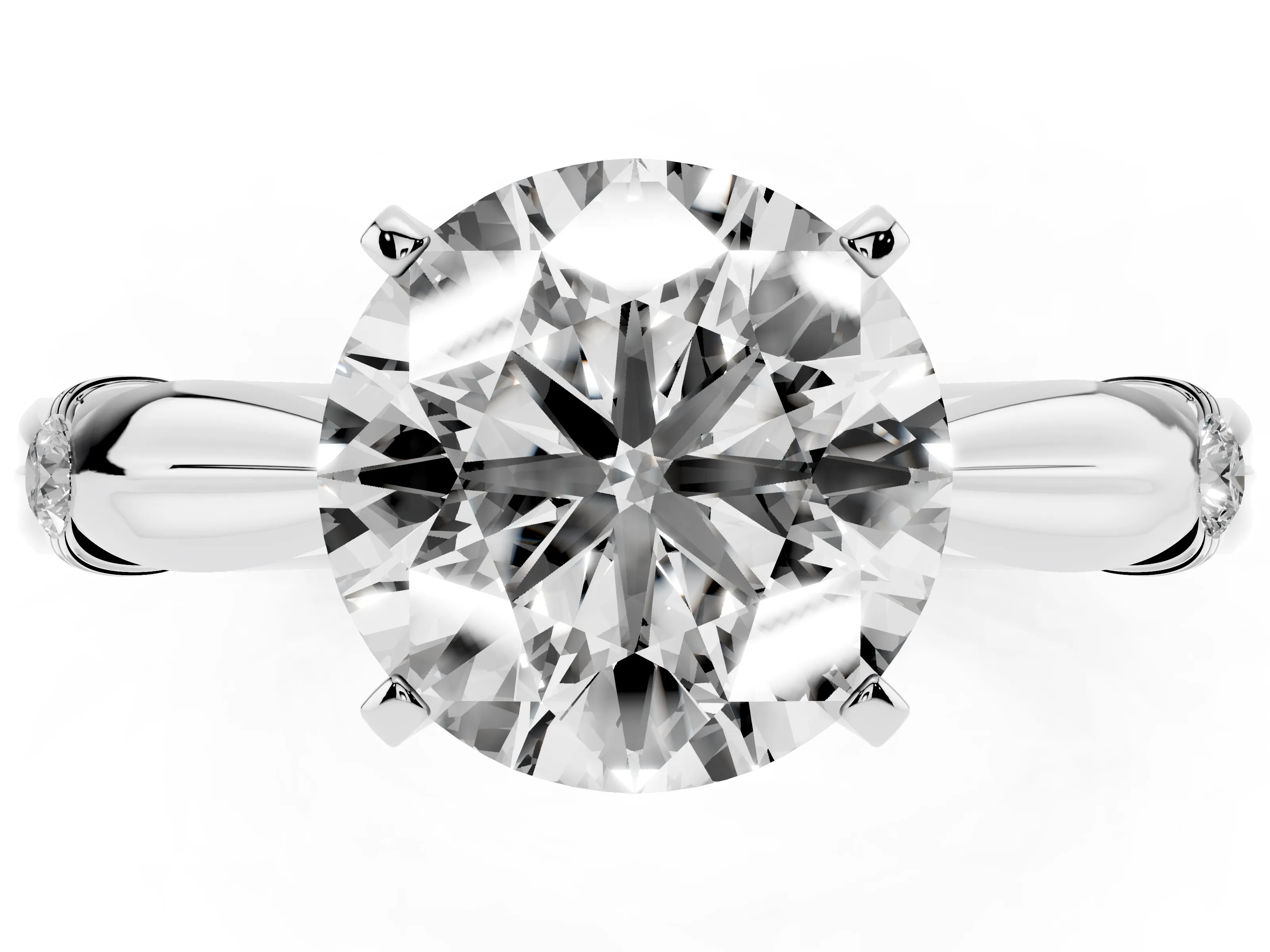Round Cut Diamond Solitaire Twisted Band Ring Set in White gold with Accent Stones and Prong Setting