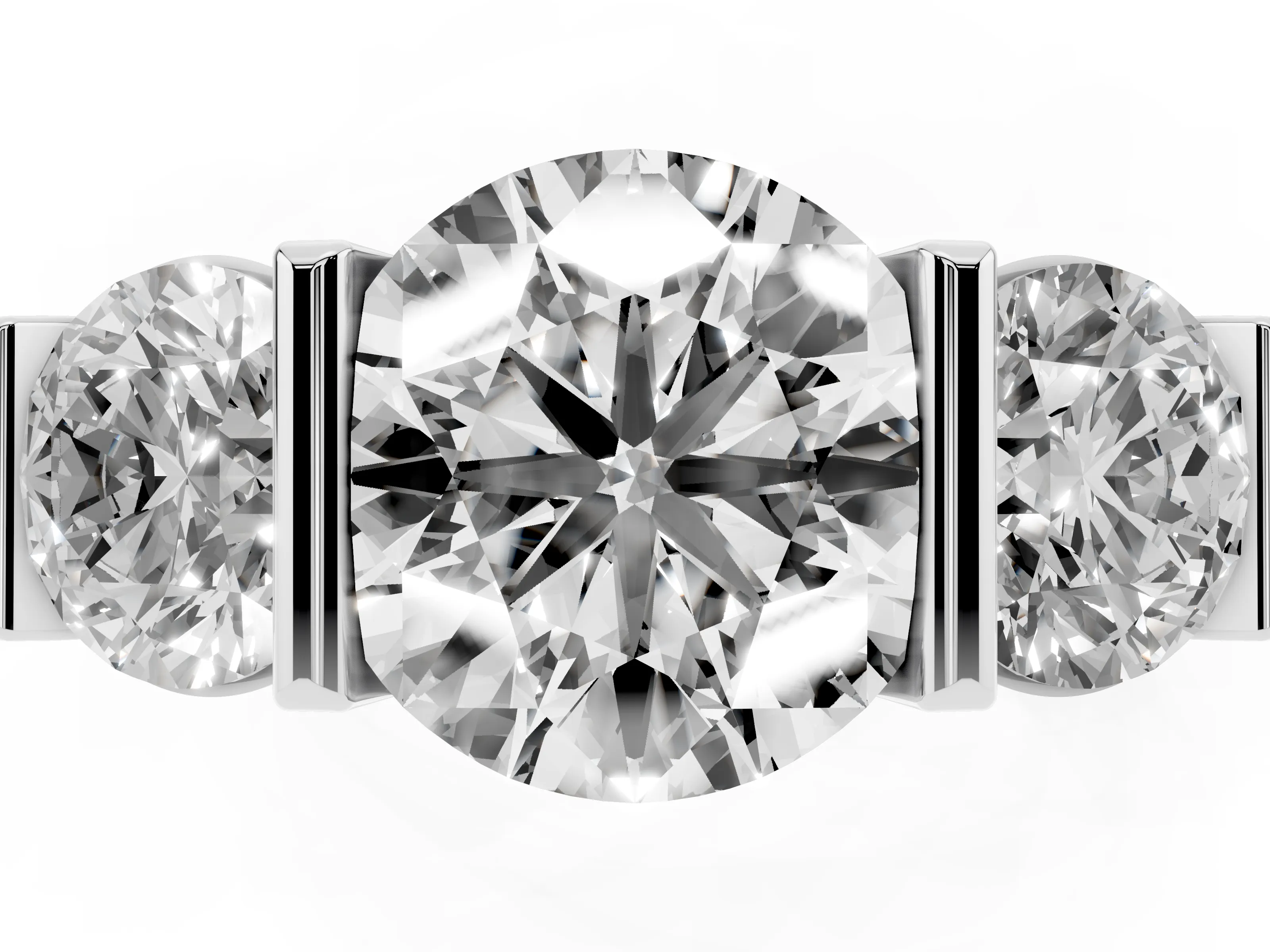 Round Cut Diamond Three-Stone Channel Set Ring Set in Platinum