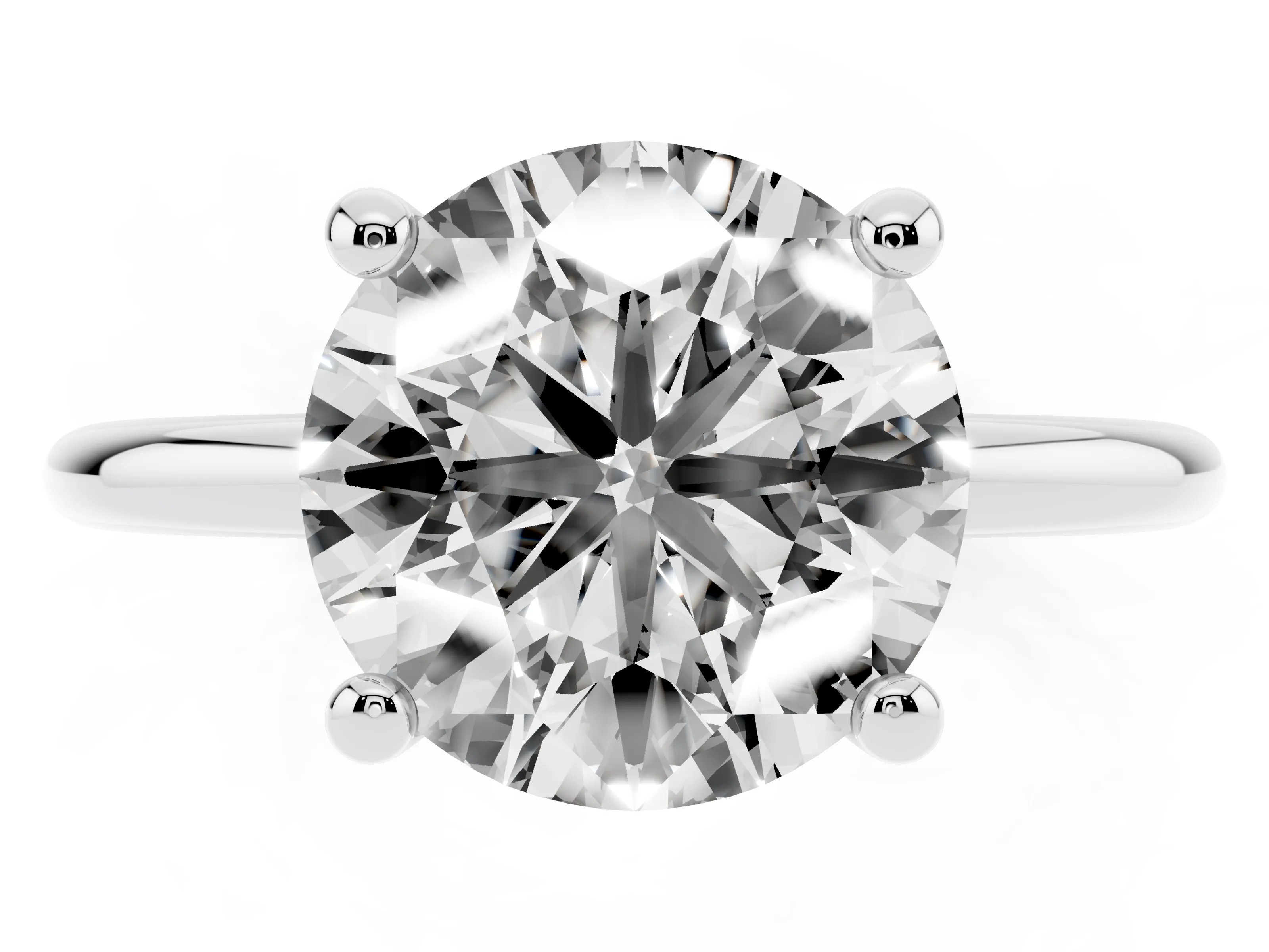 Round Cut Diamond Solitaire Ring Set in White gold with Secure Prong Setting on a Classic Band