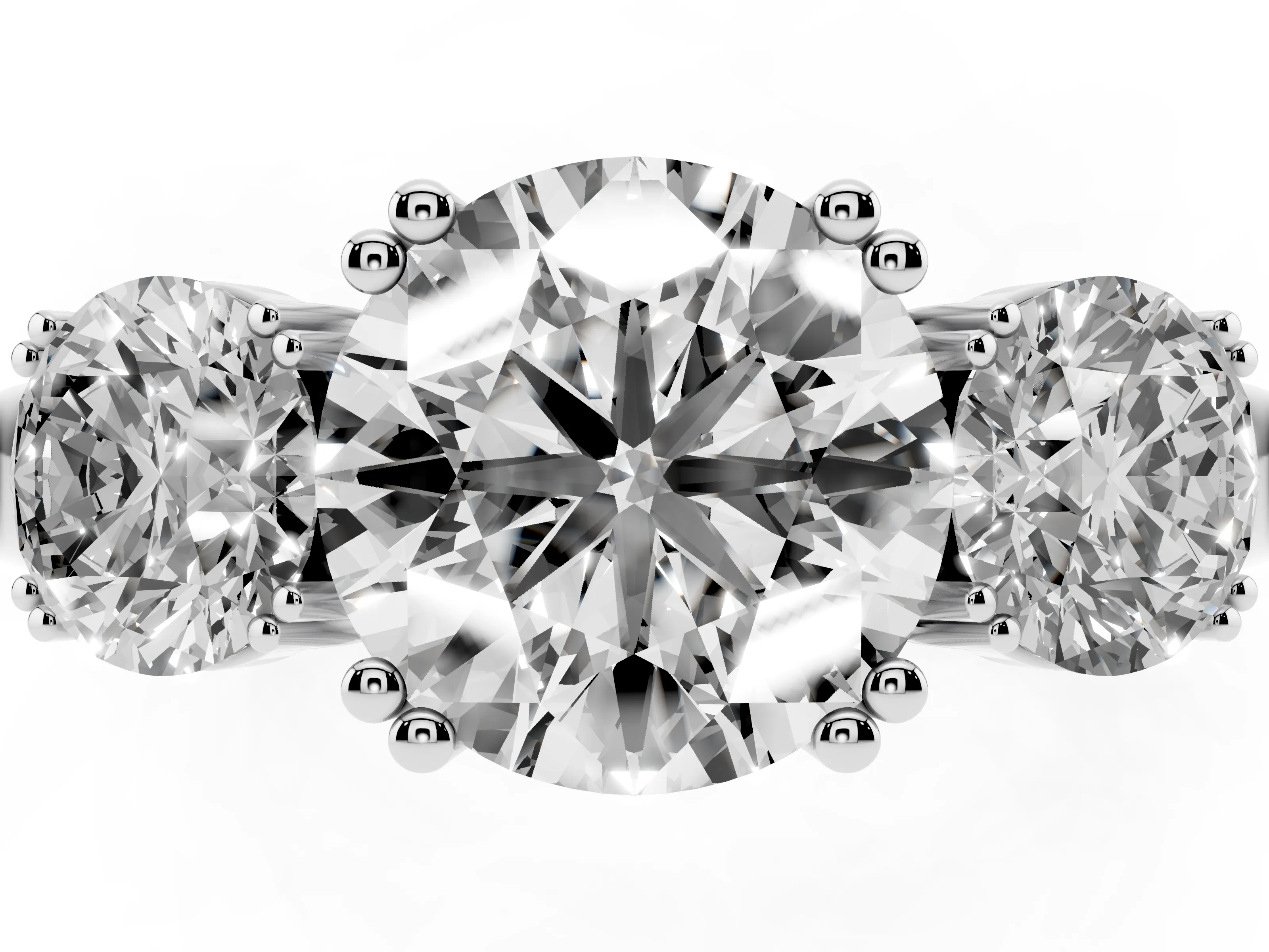 Round Cut Diamond Three-Stone Ring Set in Silver with Polished Channel-Set Band
