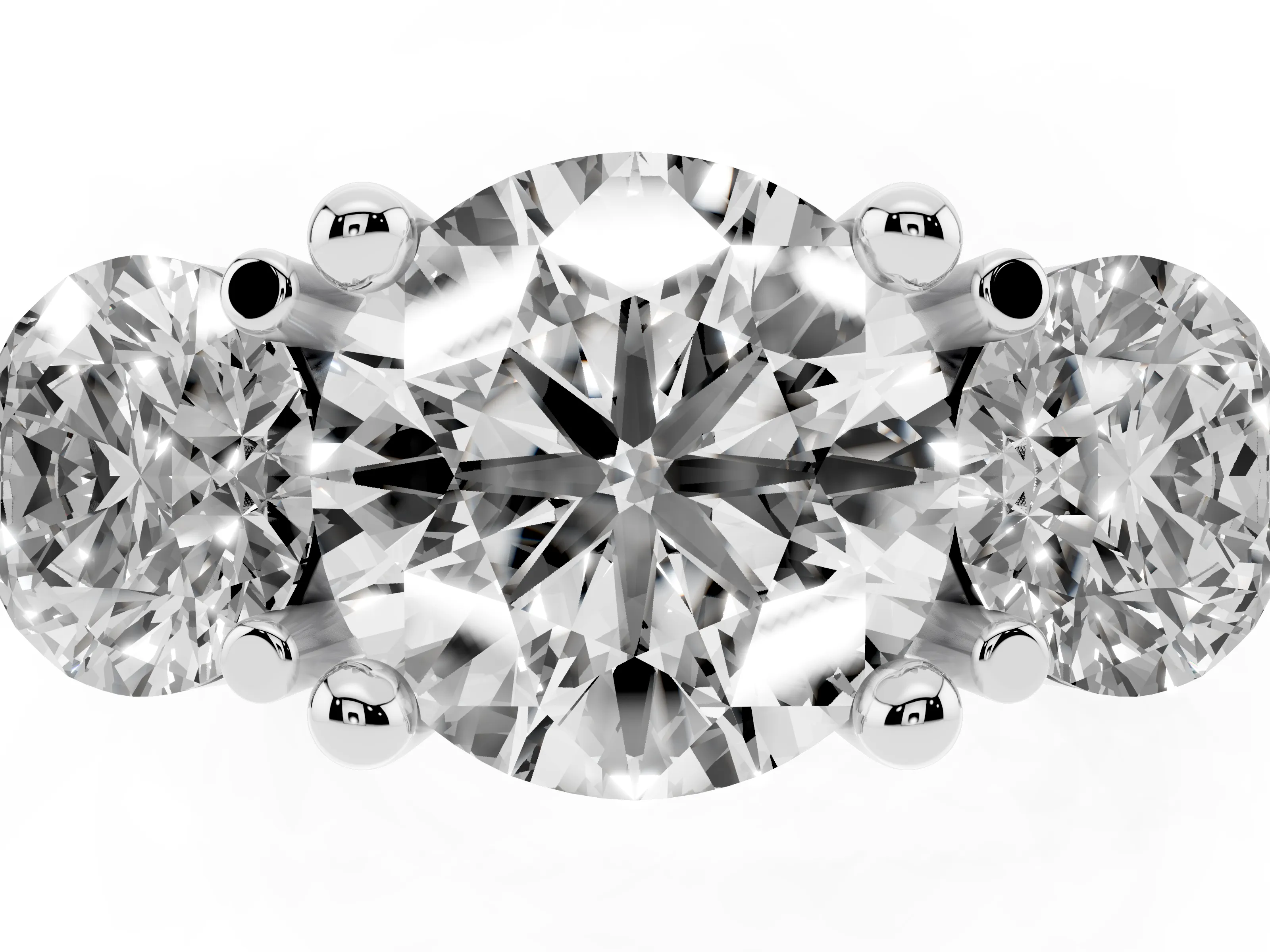 Round Cut Diamond Three-Stone Ring Set in Silver with Prong Setting and Classic Band